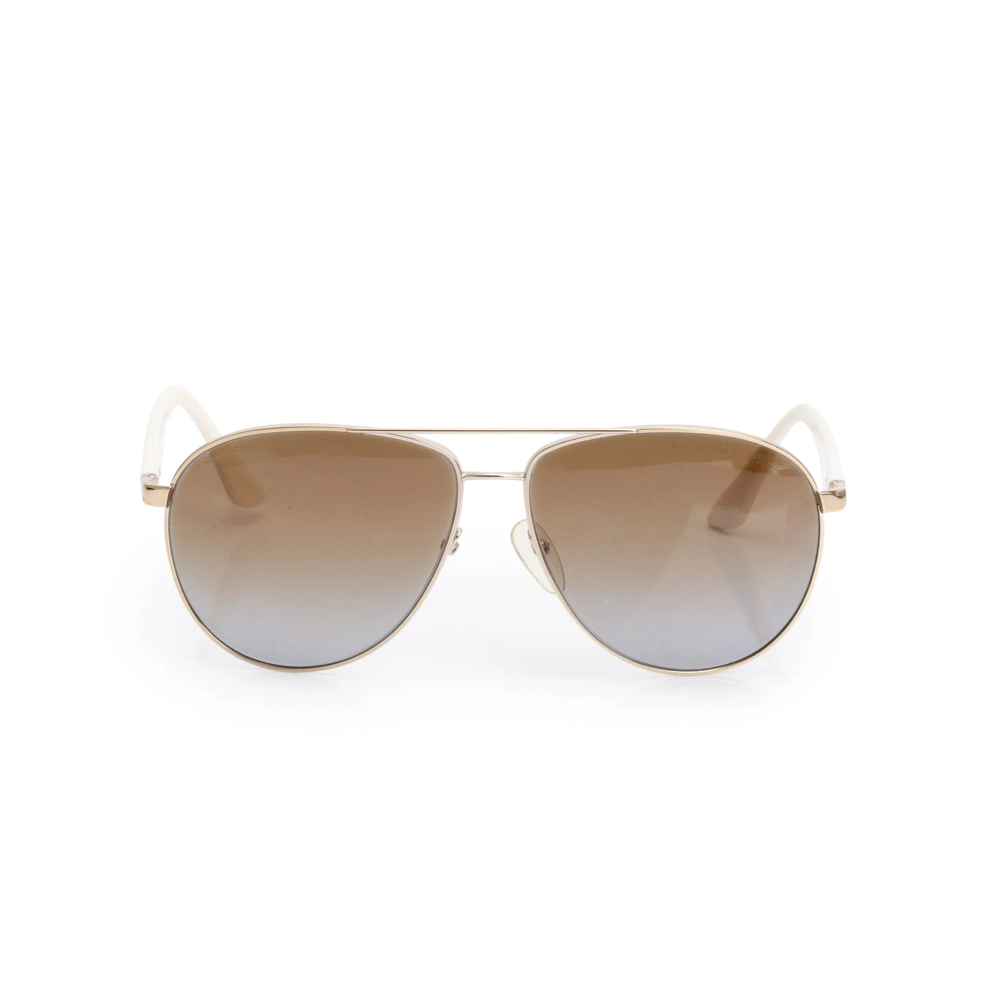 PRADA SPR 53Q White Acetate Aviator Symbole Sunglasses w/ Case