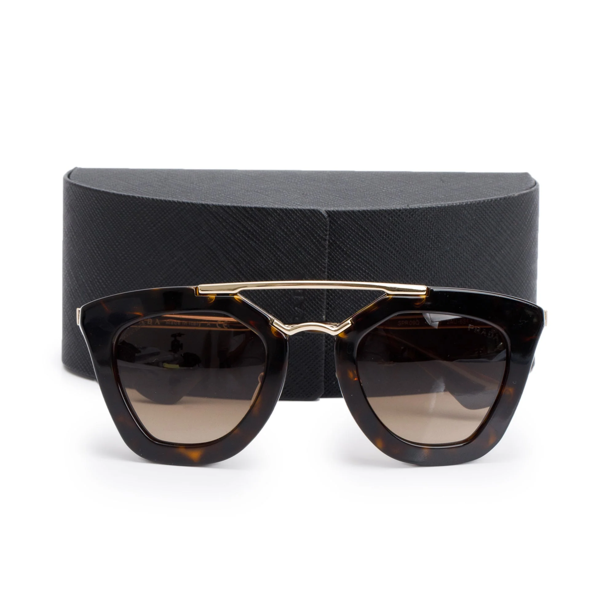 Prada SPR09Q Havana Acetate Cinema Cat-Eye Sunglasses w/ Case - Image 2