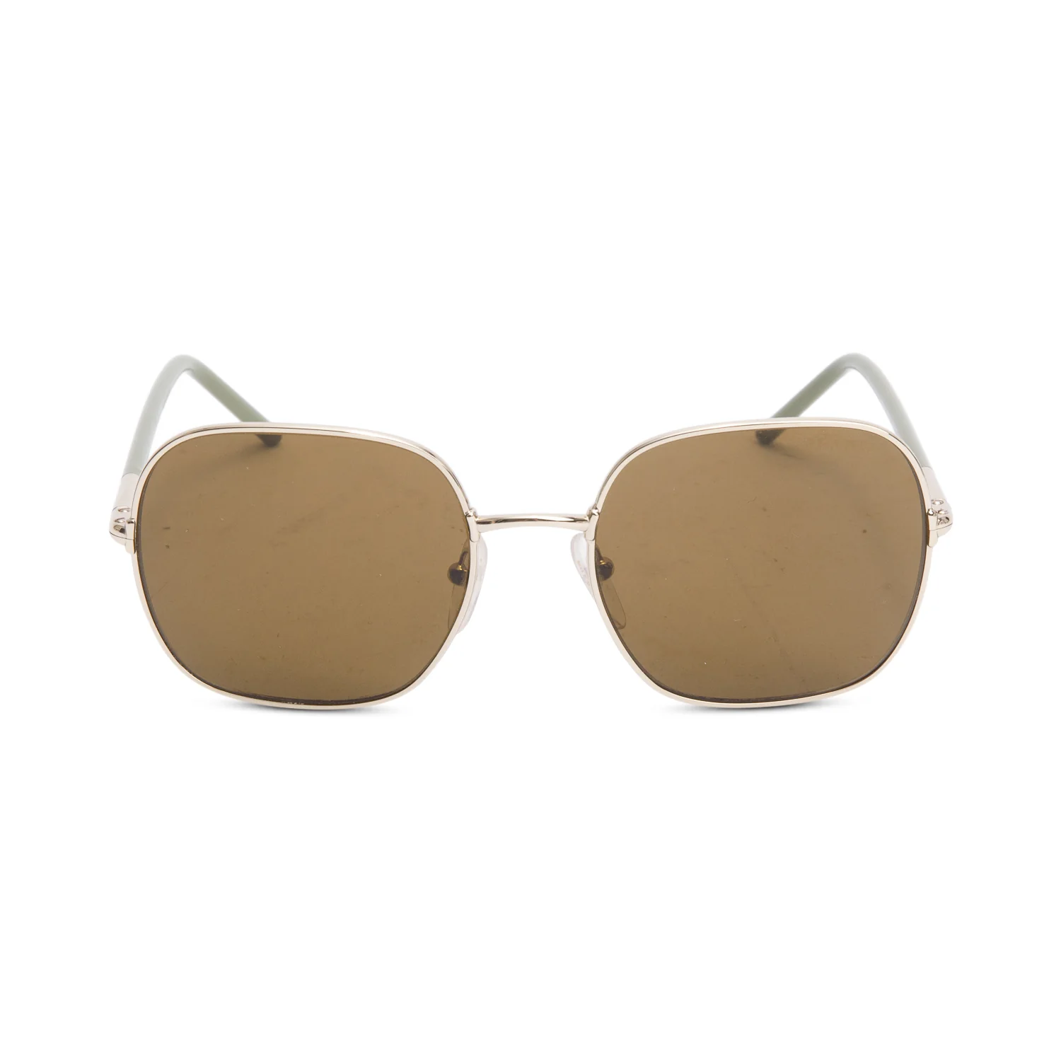 Prada SPR67X Gold-Tone Metal Green Acetate Square Sunglasses w/ Box & Case