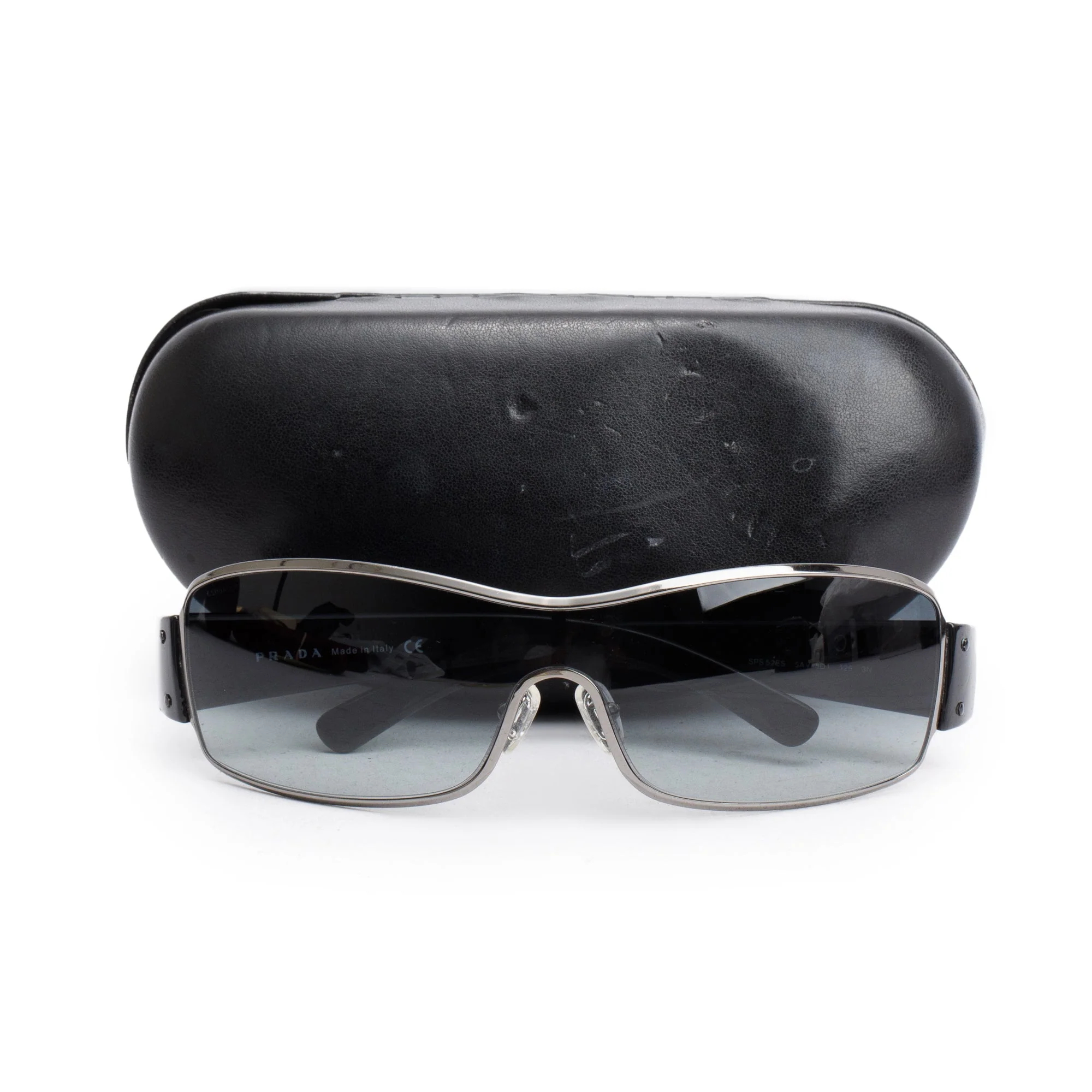Prada SPS 52ES Black Acetate Linea Rosa Shield Sunglasses w/ Case - Image 2