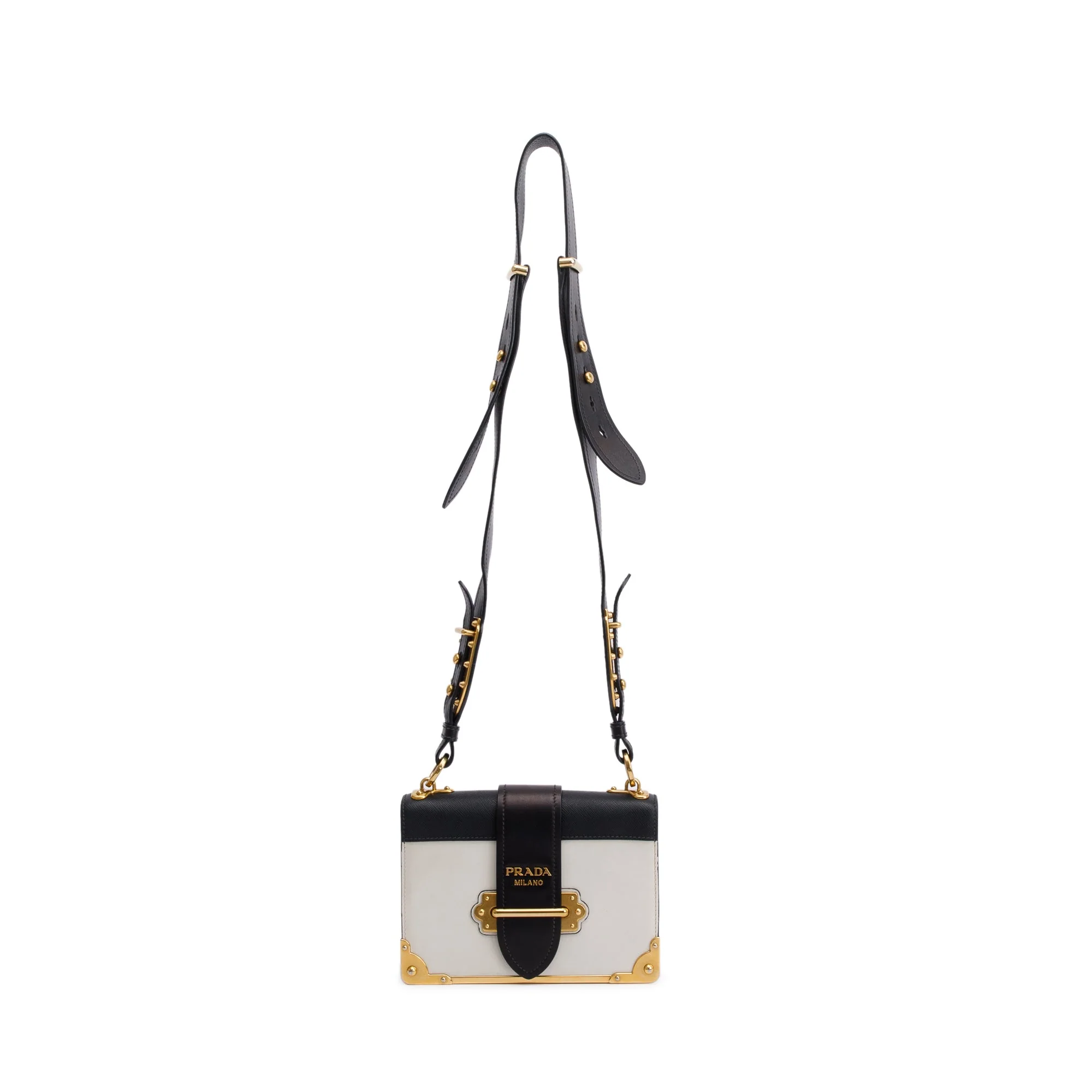 Prada White/Black City Calf Saffiano Cahier Bag w/ Receipt & Authenticity Card - Image 3