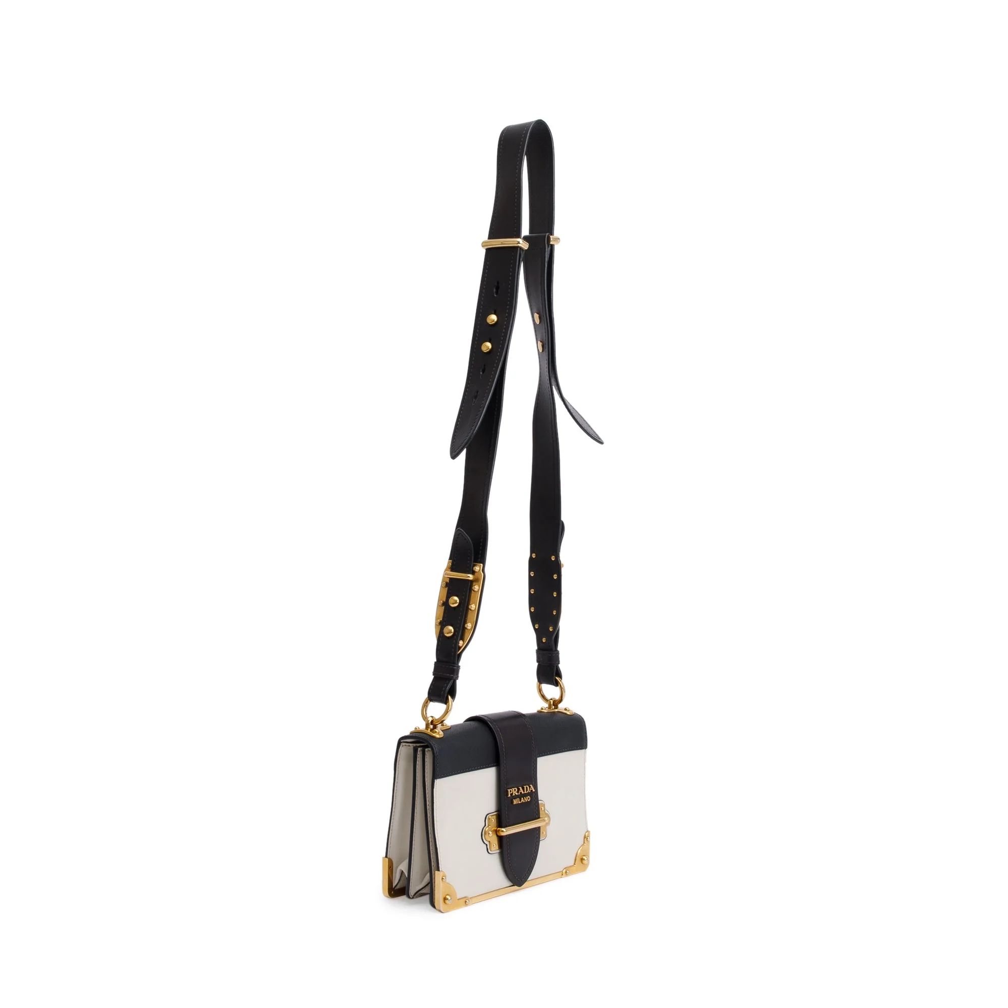 Prada White/Black City Calf Saffiano Cahier Bag w/ Receipt & Authenticity Card - Image 4