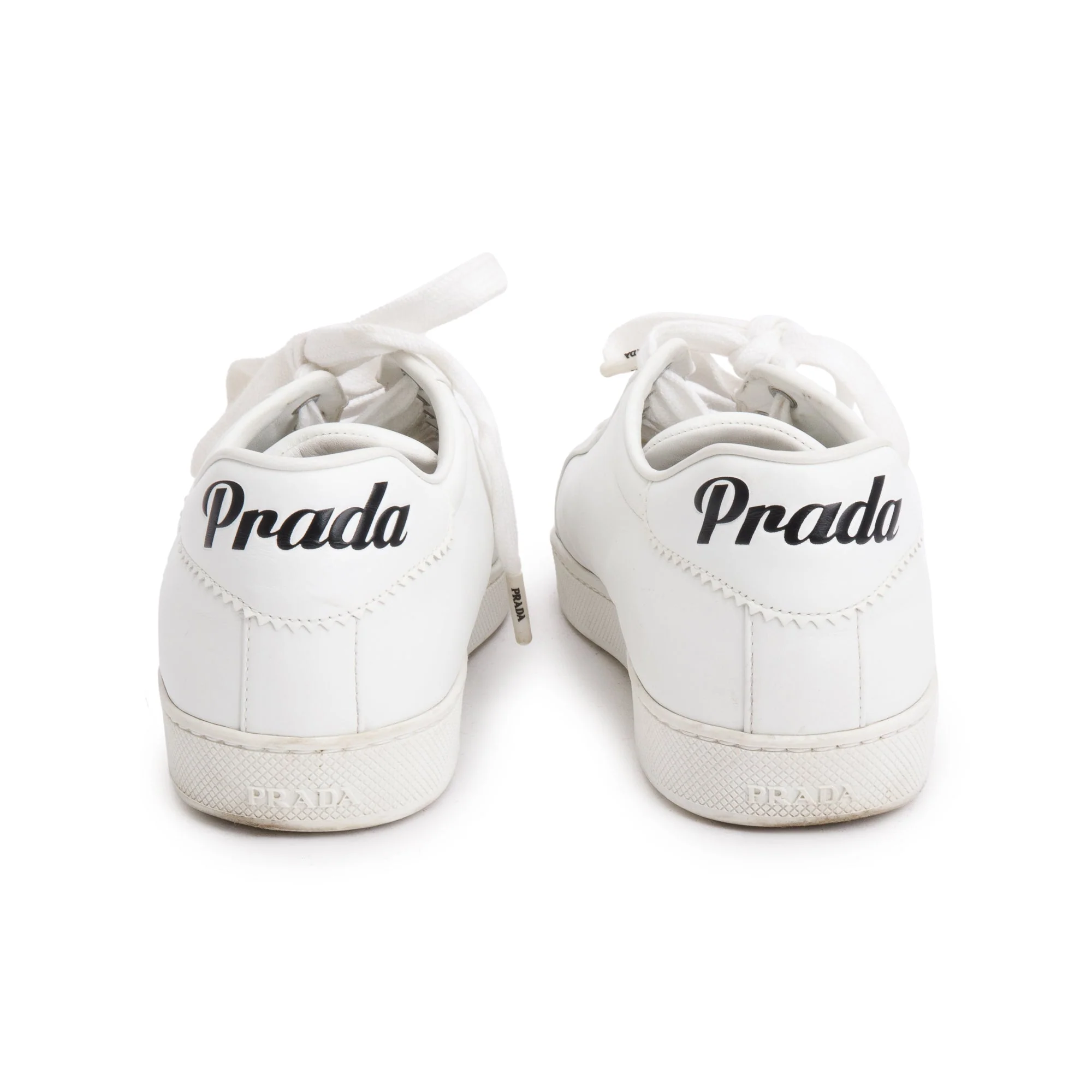 Prada White Calfskin Leather Basket Sneakers, Size 40 - Image 5
