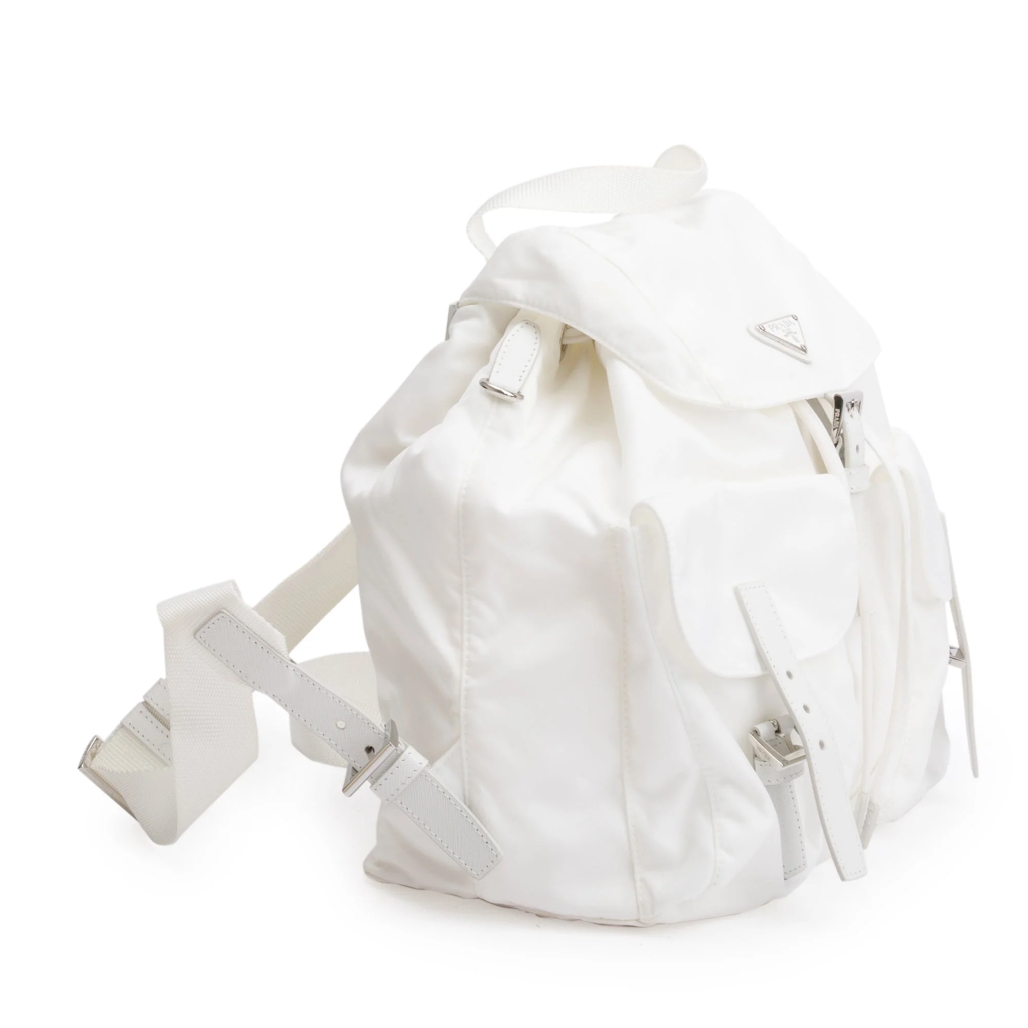 Prada White Re-Nylon Saffiano Medium Backpack w/ Pouch - Image 4
