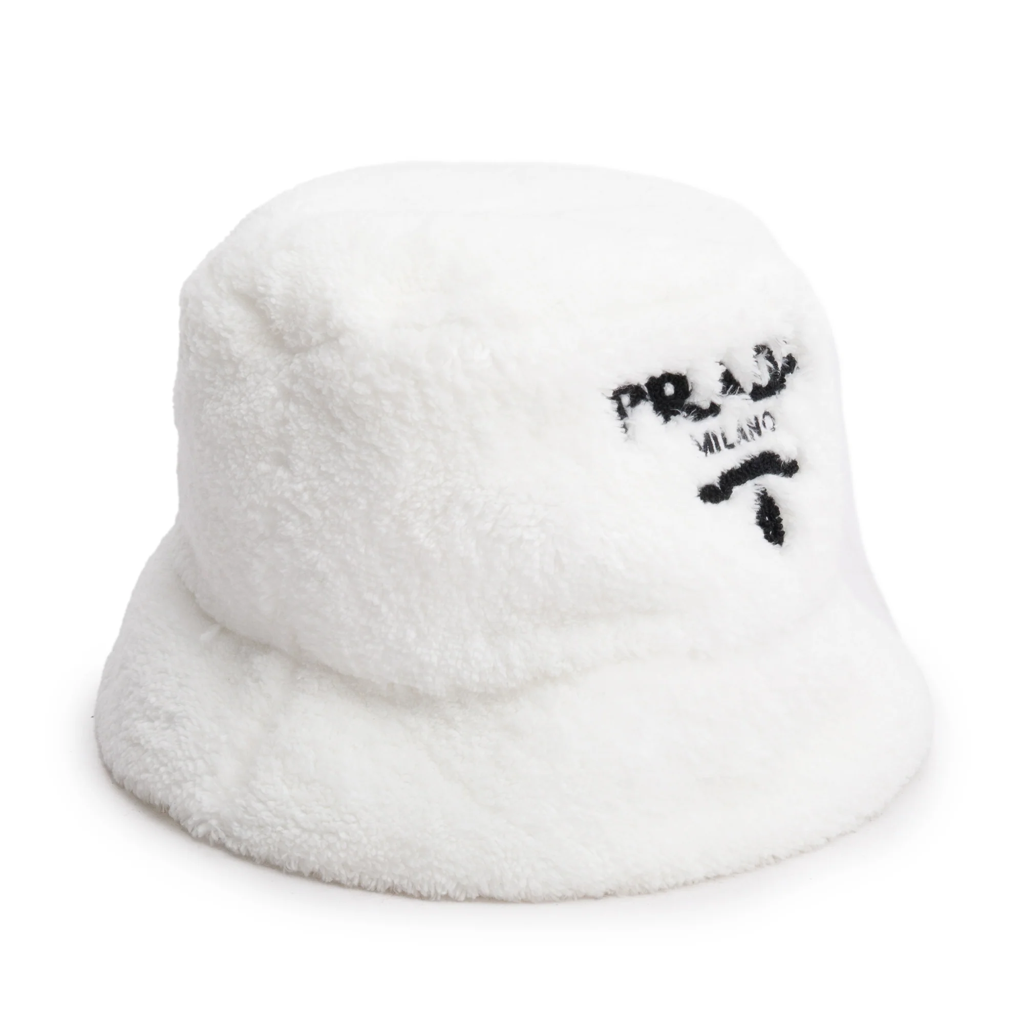 Prada White Shearling Bucket Hat - Image 2
