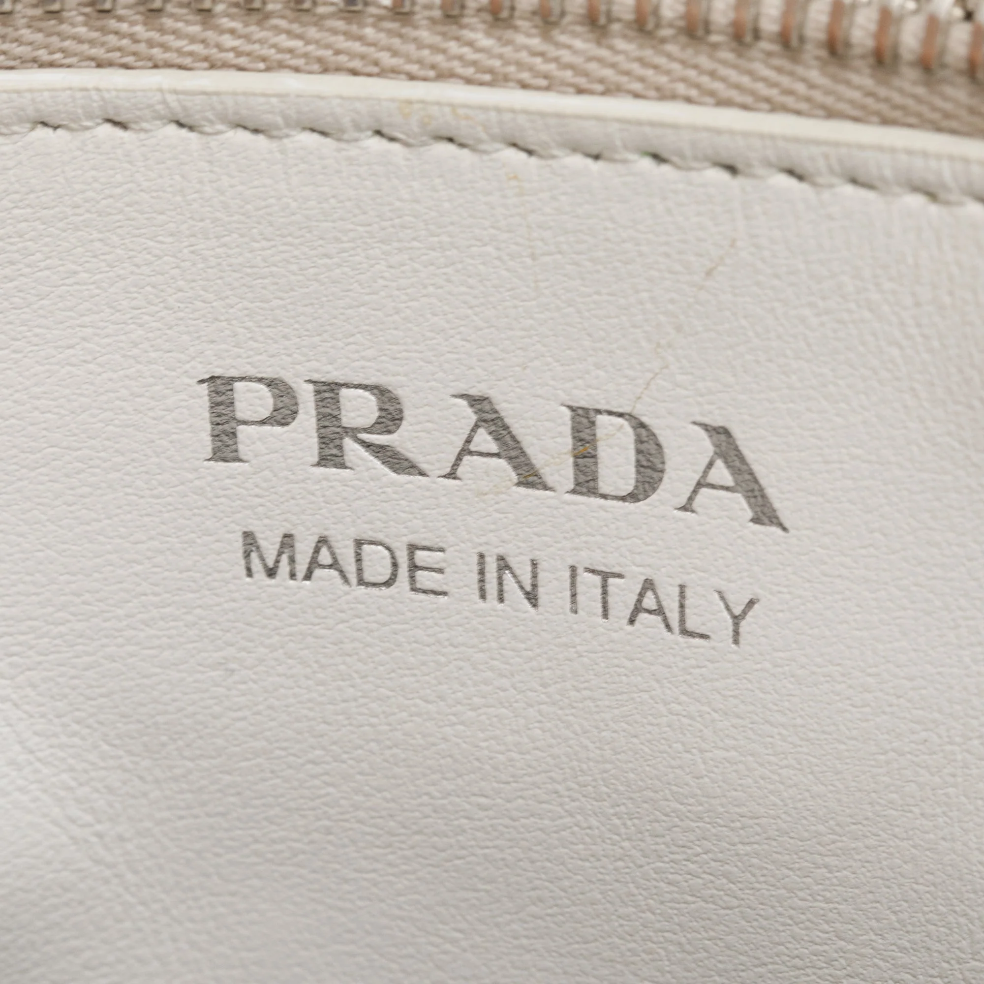 Prada White Soft Calf Impunture Diagramme Tote w/ Strap - Image 10