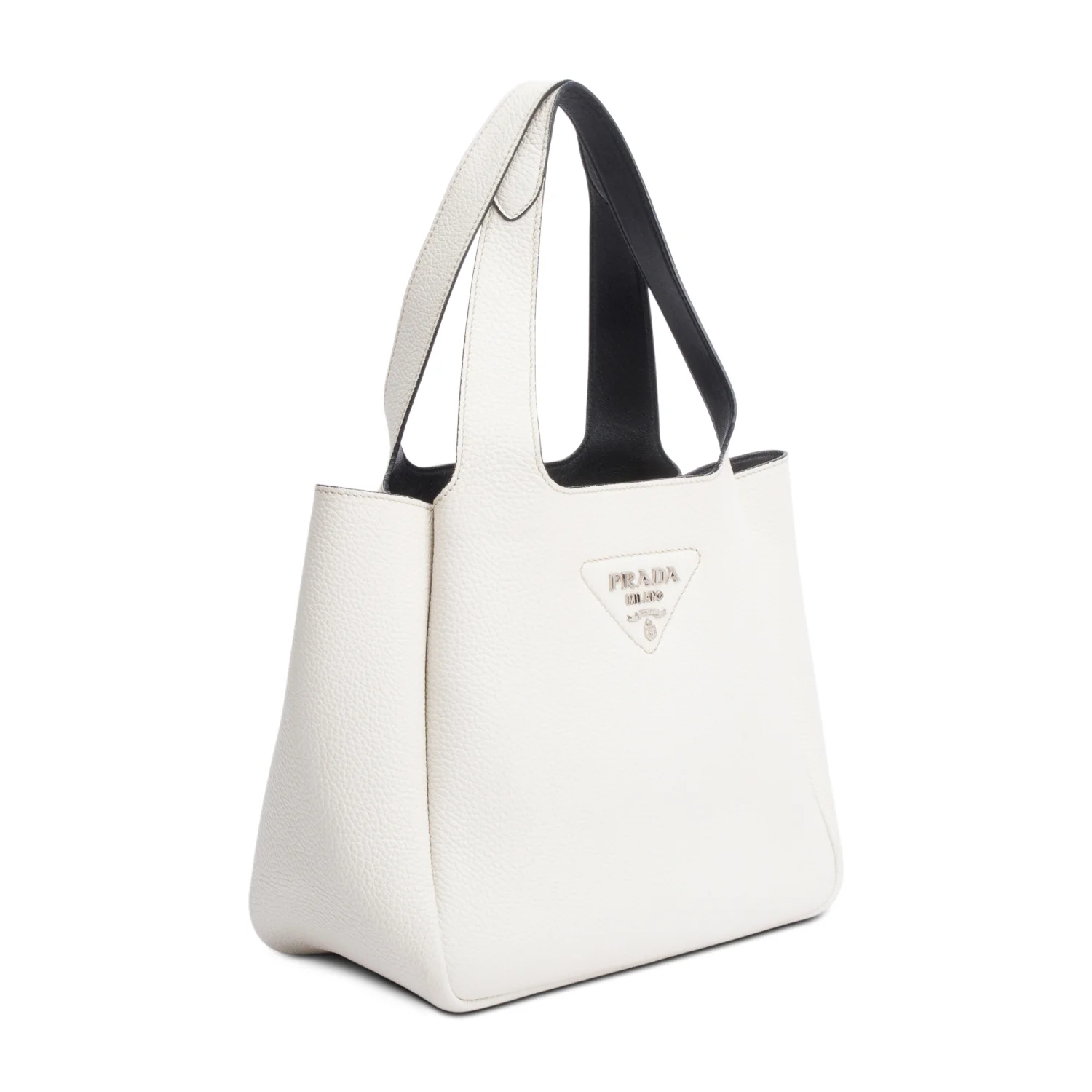 Prada White Vitello Daino Leather Medium Dynamique Tote - Image 3