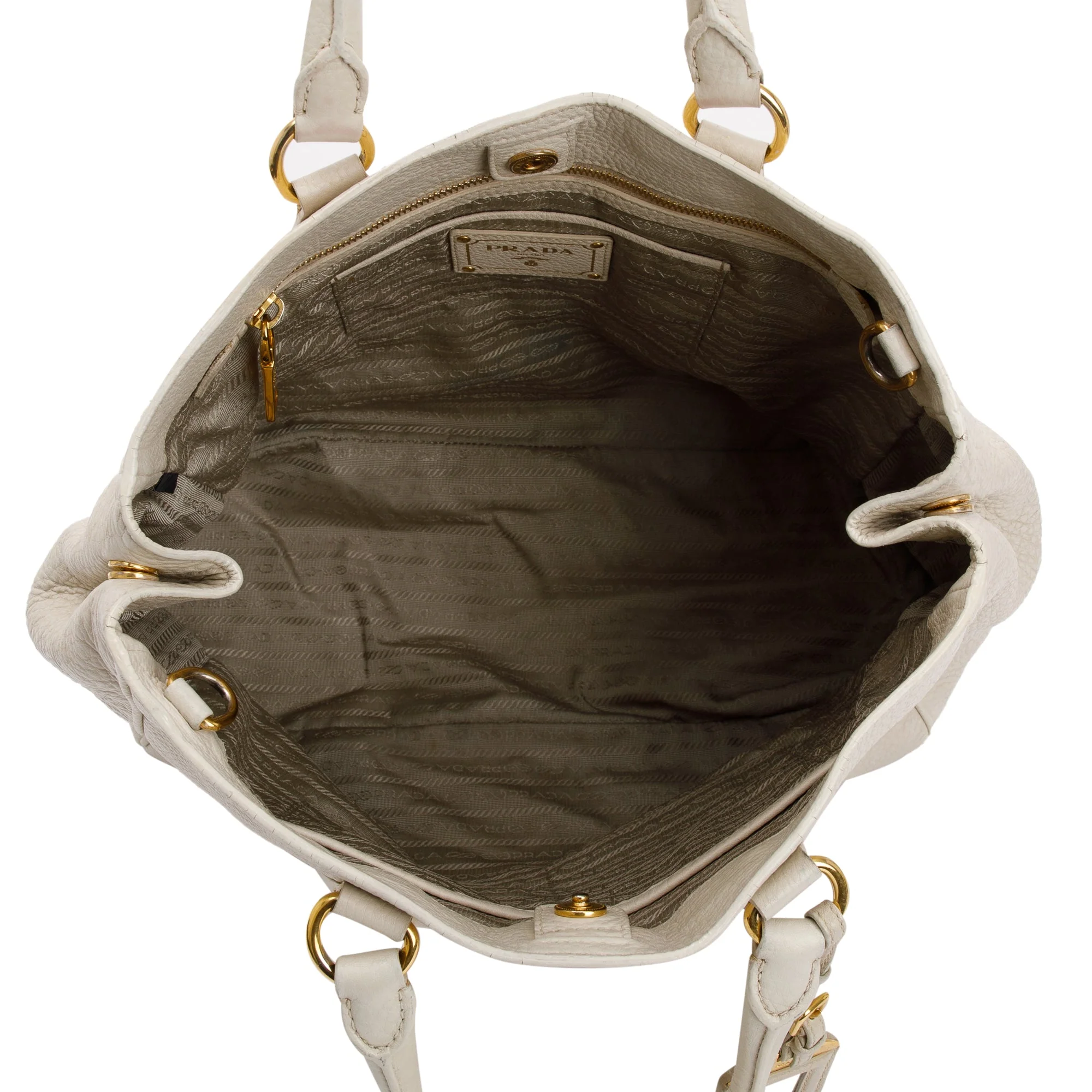 Prada White Vitello Daino Leather Tote w/ Strap - Image 14