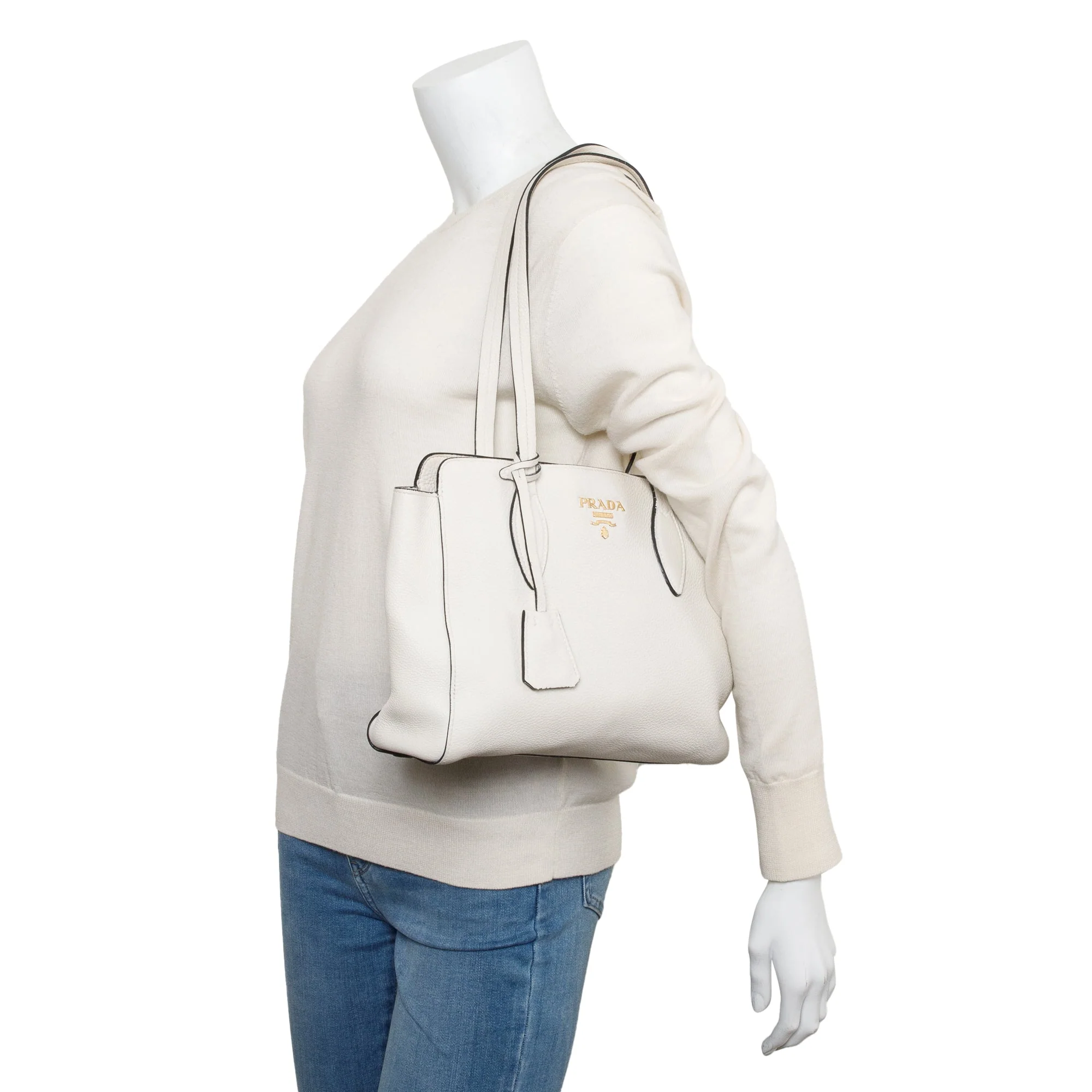 Prada White Vitello Phenix Shopping Tote - Image 2