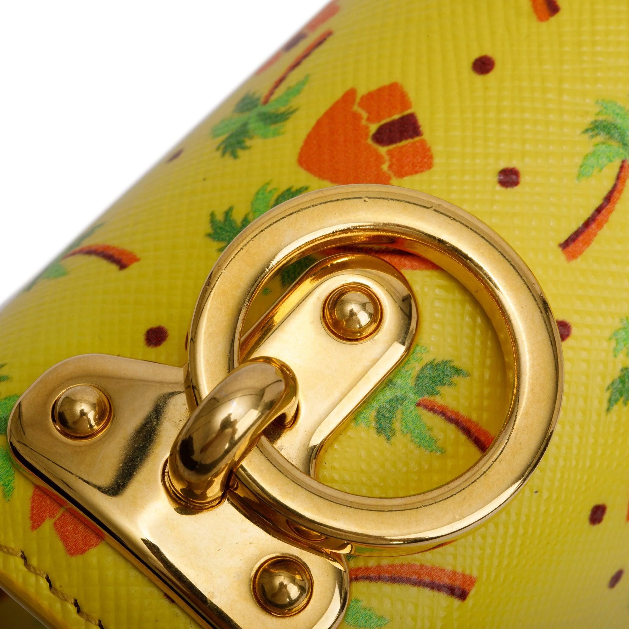 Prada Yellow Saffiano Stampata Palm Tree Print Crossbody Bag - Image 8