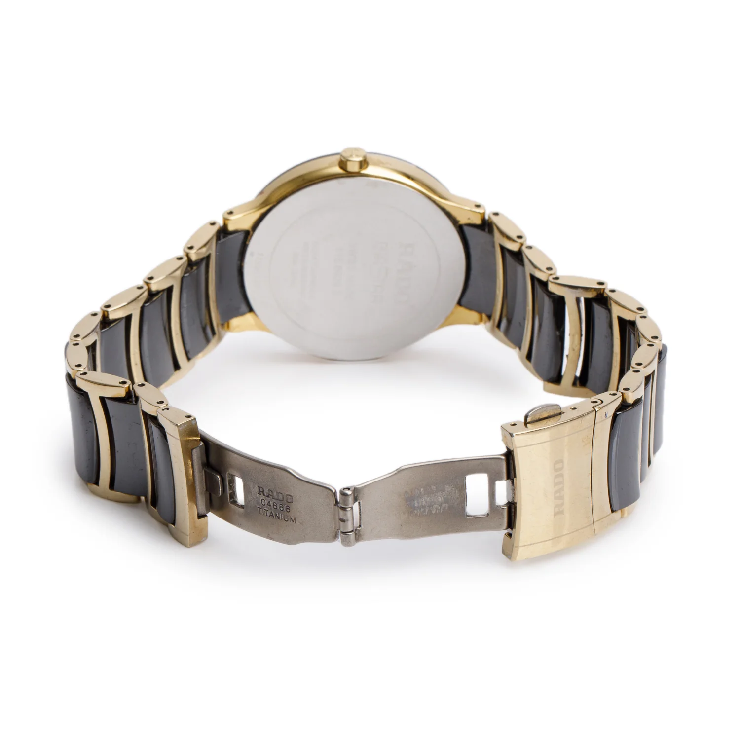 Rado Gold Plated Stainless Steel & Black Ceramic Centrix 38 MM Quartz Watch, Black Diamond Dial - Image 4