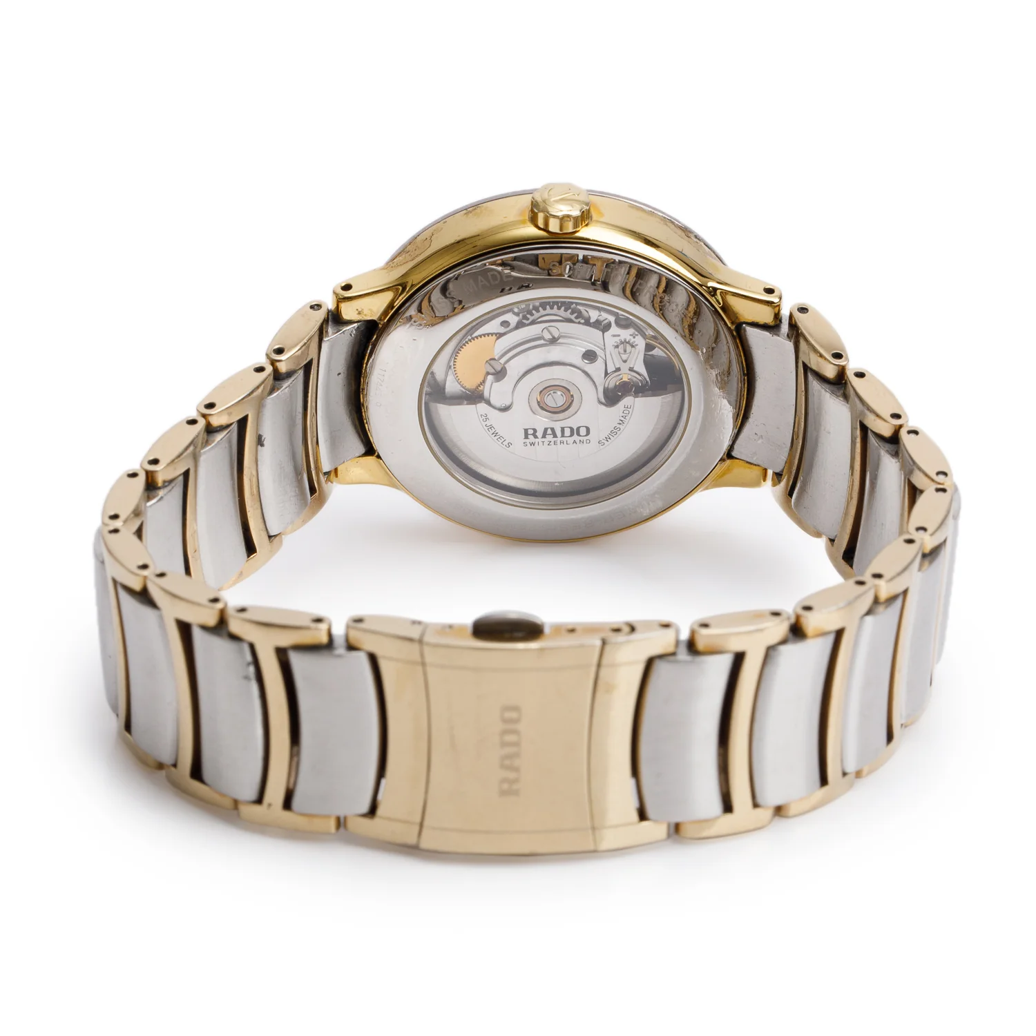Rado Gold Plated & Stainless Steel Centrix 38 MM Automatic Watch, Silver Dial - Image 3