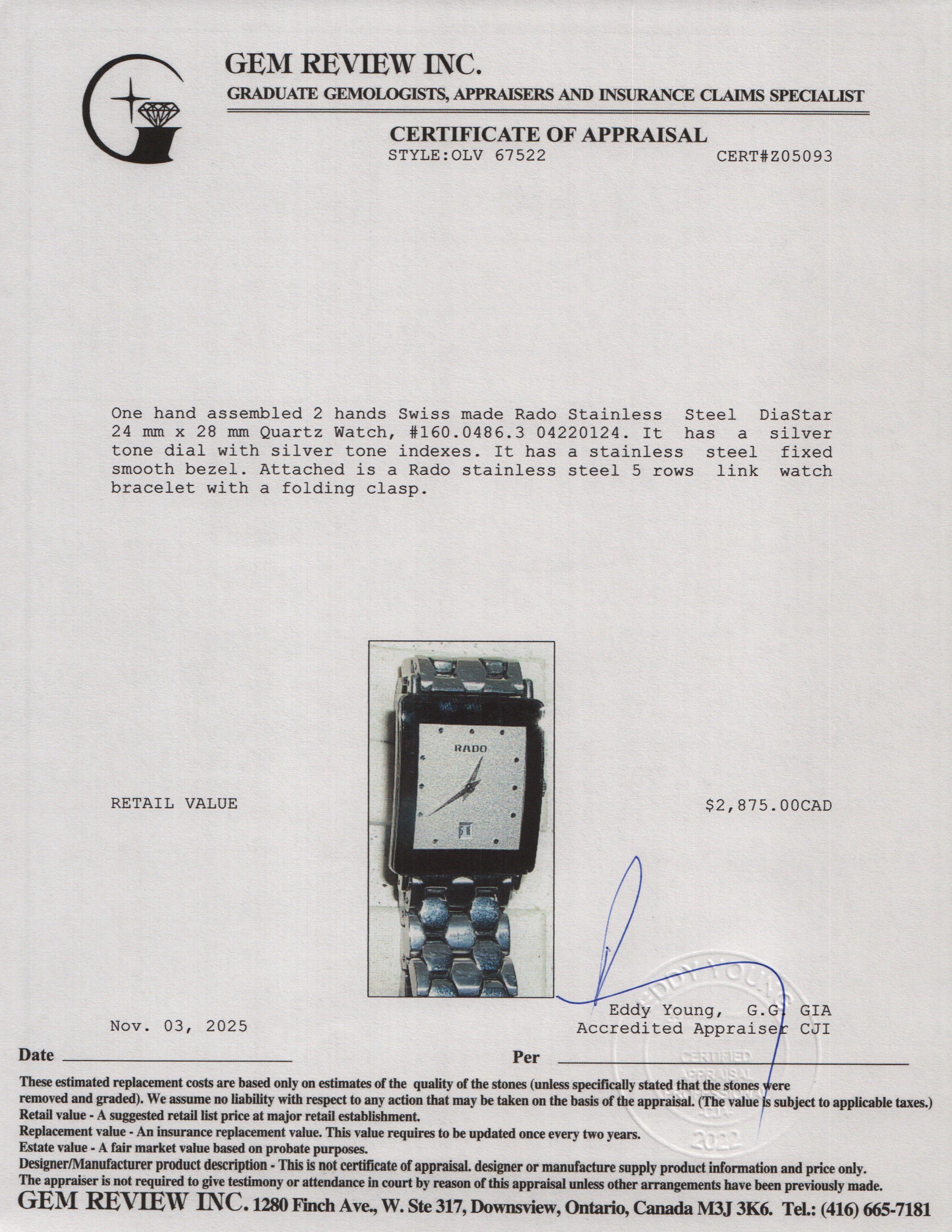 Rado Stainless Steel DiaStar Quartz Watch Silver Dial - Image 5