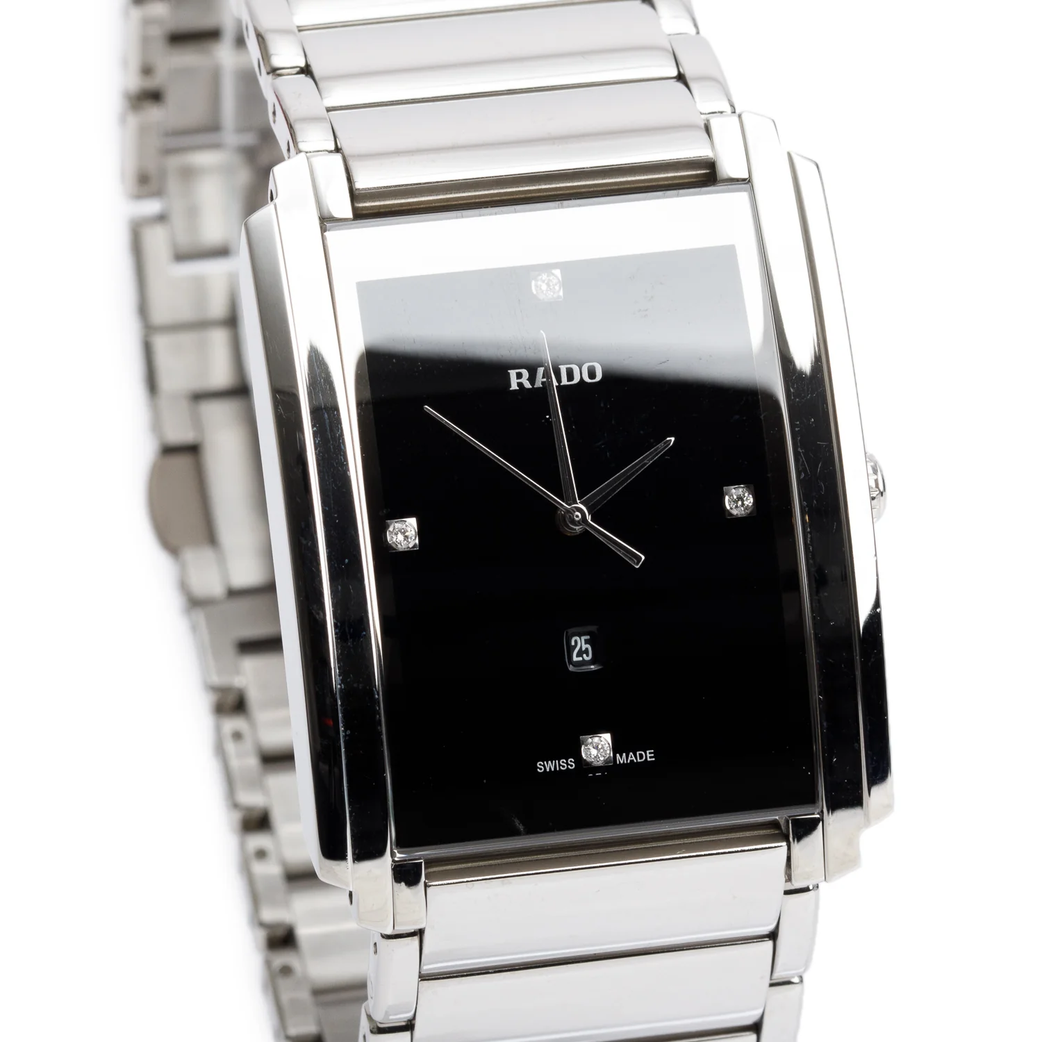 Rado Stainless Steel Integral Quartz Watch Black Diamond Dial - Image 2