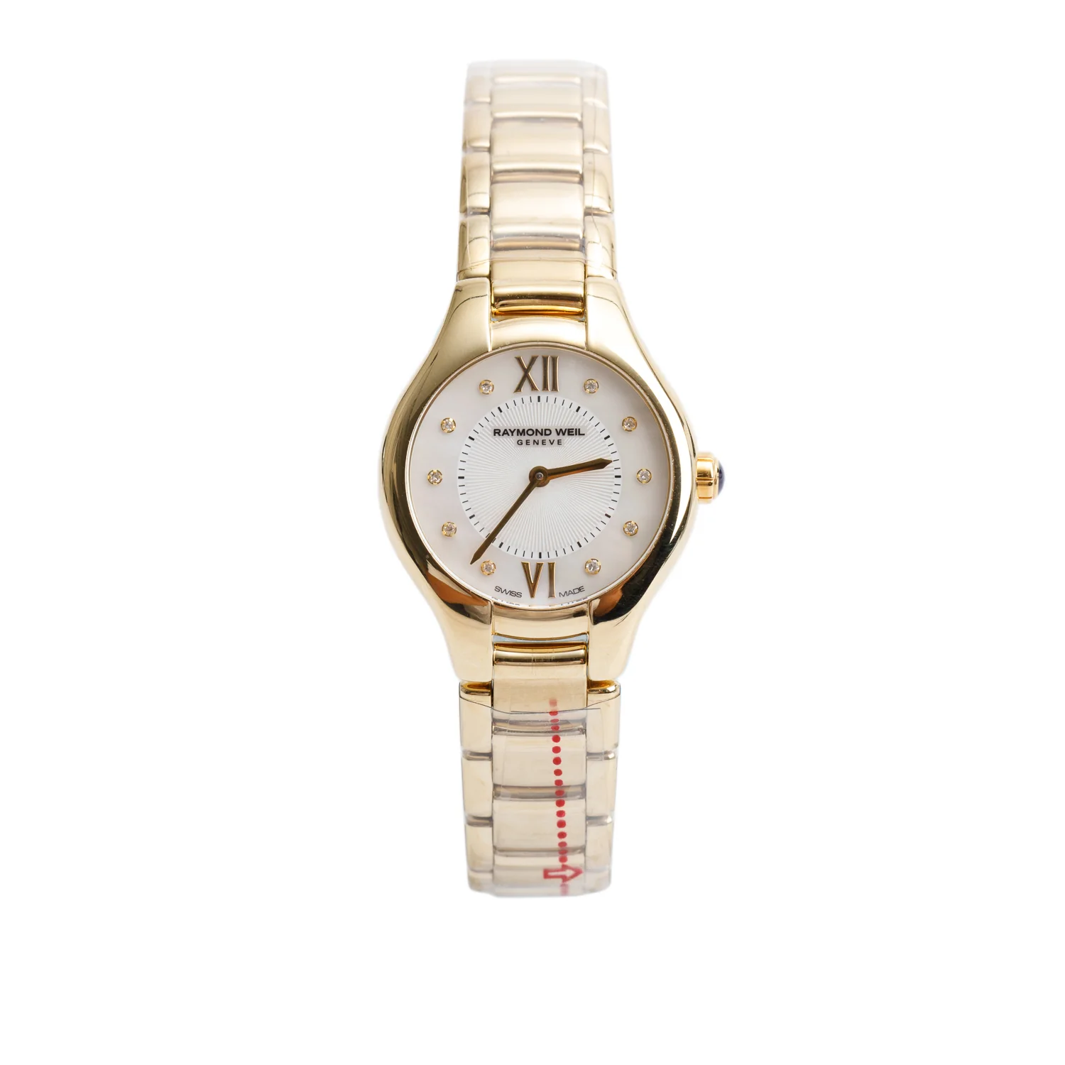 Raymond Weil Gold-Plated Stainless Steel Noemia 24 MM Quartz Watch Mother of Pearl Diamond Dial 5124 w/ Papers