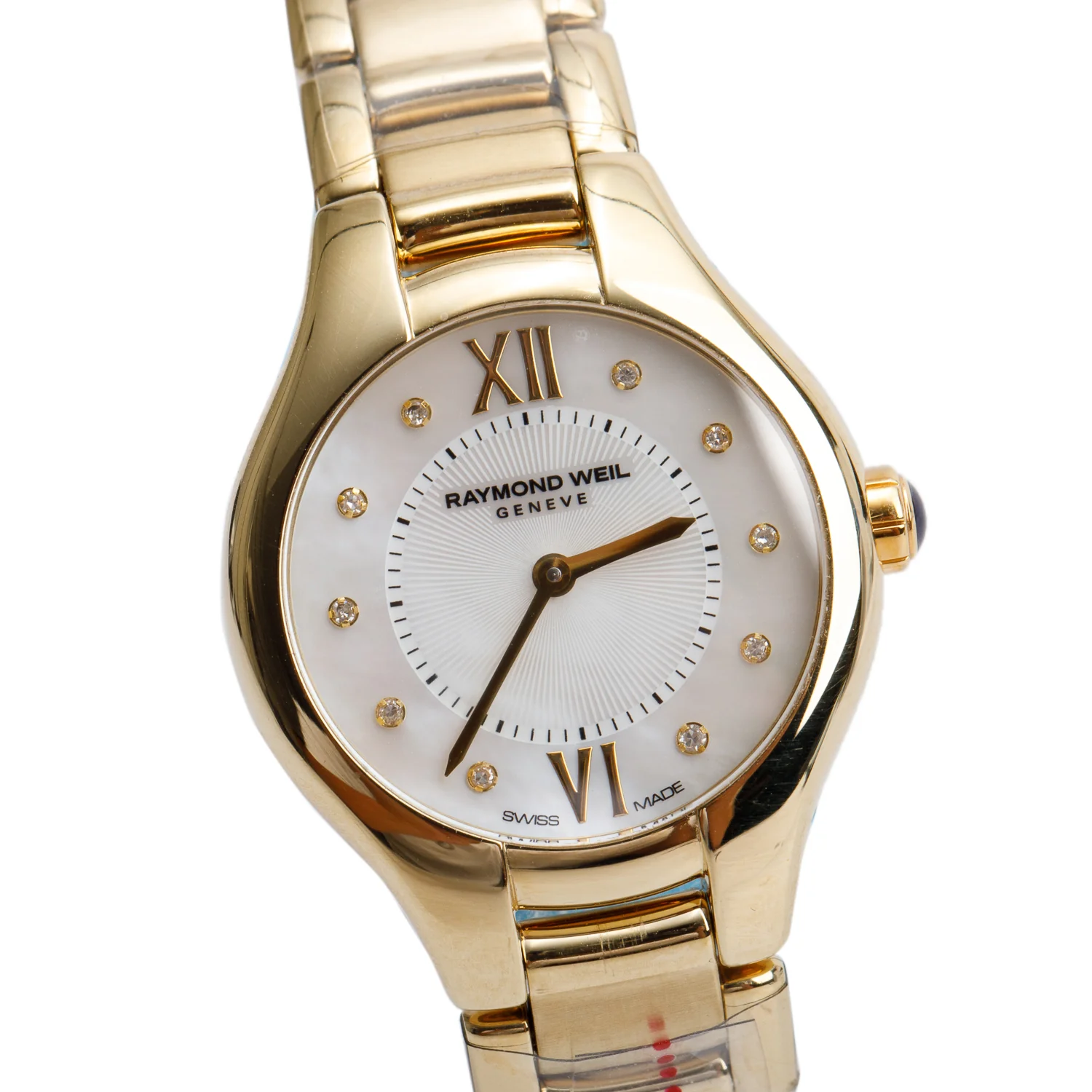 Raymond Weil Gold-Plated Stainless Steel Noemia 24 MM Quartz Watch Mother of Pearl Diamond Dial 5124 w/ Papers - Image 3