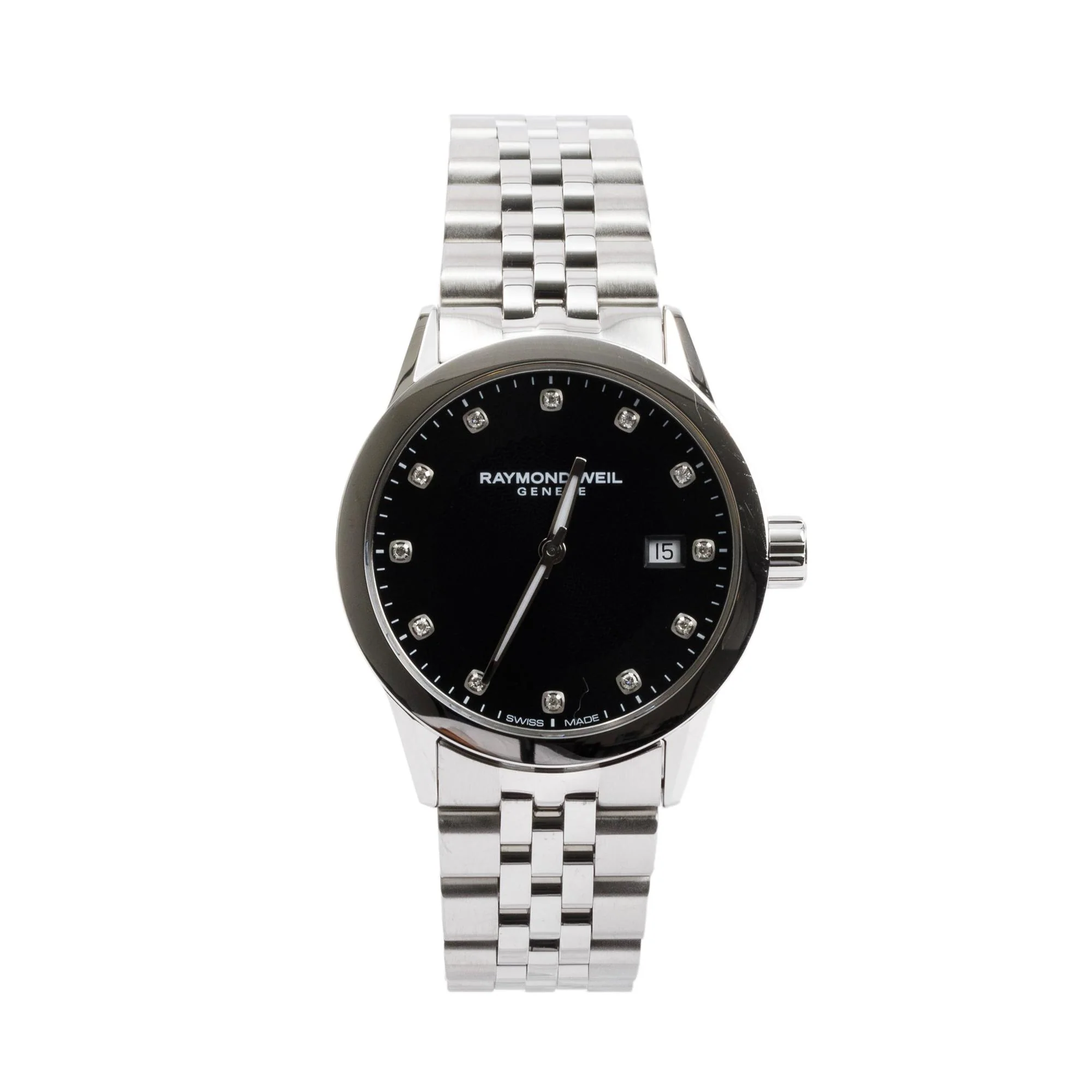 Raymond Weil Stainless Steel Diamond Dial Freelancer 29 MM Watch w/ Box & Papers