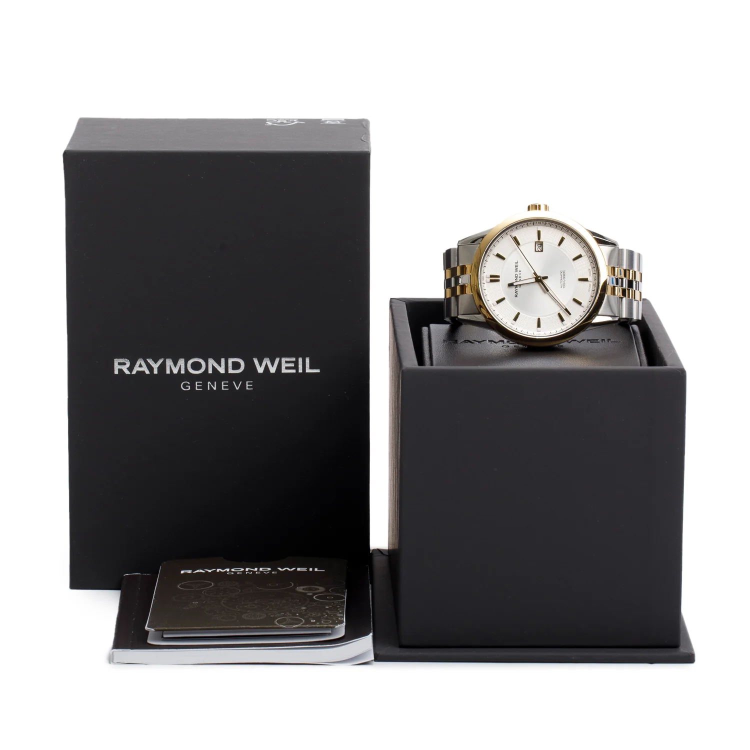 Raymond Weil Yellow Gold PVD & Stainless Steel Freelancer 42 MM Automatic Watch Silver Dial 2731 w/ Box & Papers - Image 2