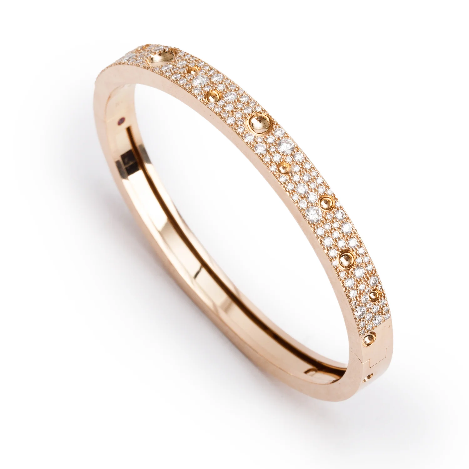 Roberto Coin 18k Rose Gold Pave Diamond Pois Moi Luna Bangle Bracelet - Image 3