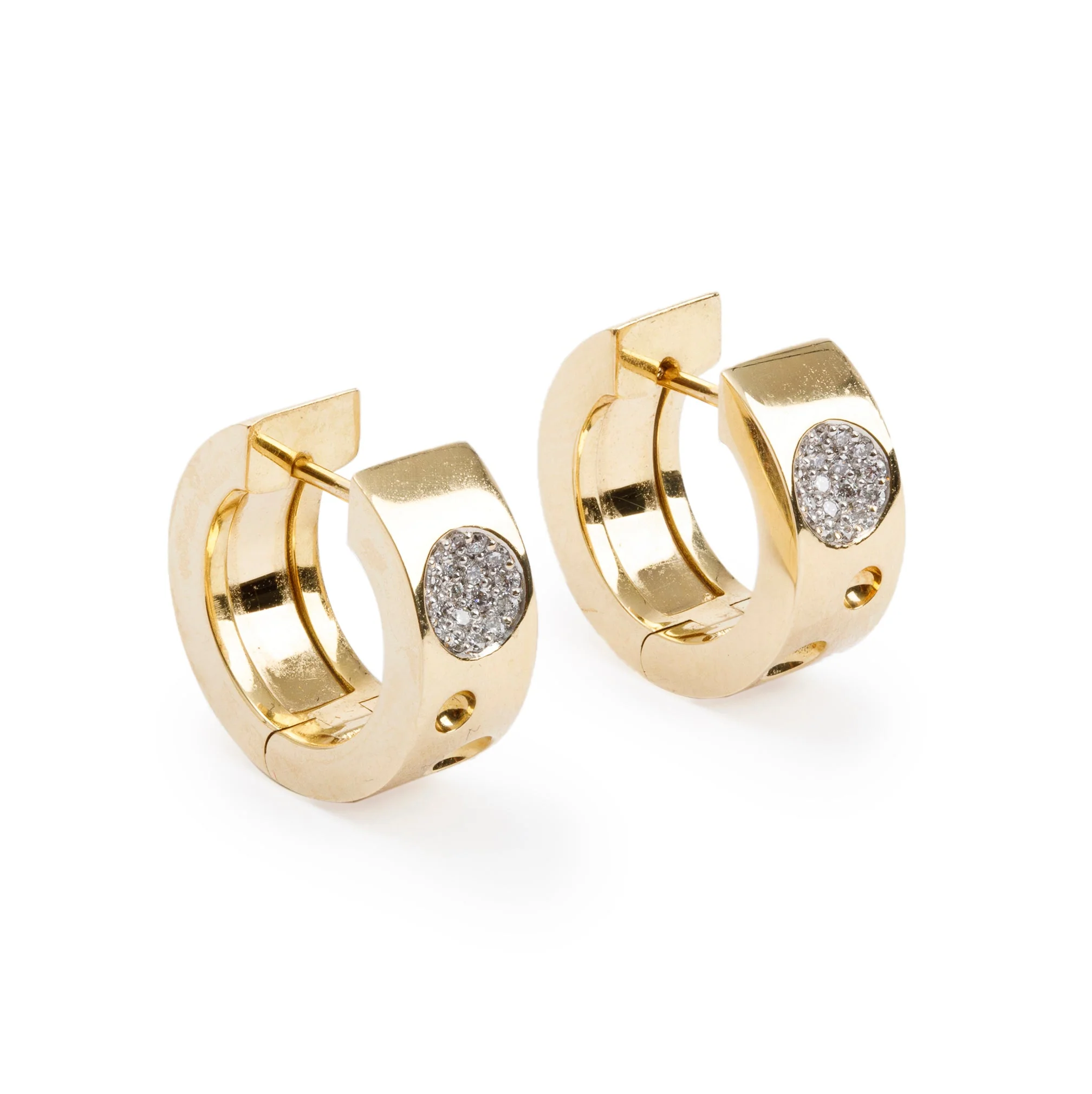 Roberto Coin 18k Yellow Gold Diamond Pois Moi Luna Small Hoop Earrings - Image 2