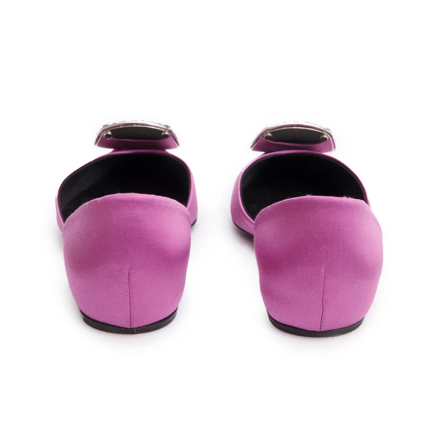 Roger Vivier Purple Satin Strass Flats, Size 34 w/ Box - Image 5