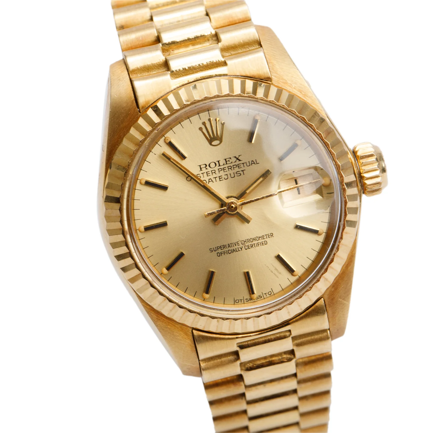 Rolex 18k Yellow Gold Lady-Datejust President 26 MM Watch 6917 w/ Box & Paper - Image 2