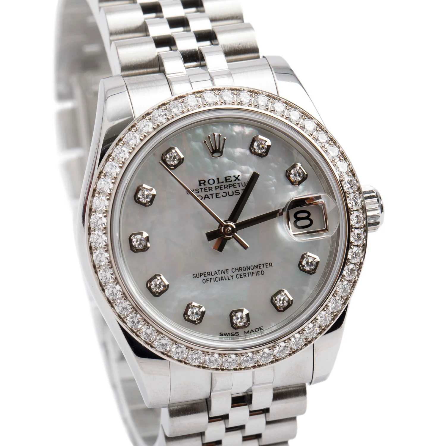 Rolex 2020 Stainless Steel Diamond Bezel Datejust 31 MM Automatic Watch Mother of Pearl Diamond Dial 178384 w/ Papers - Image 3