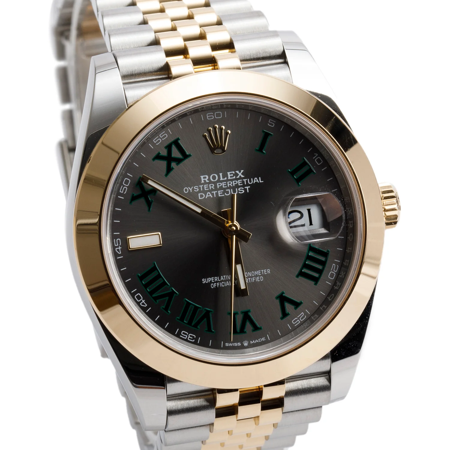Rolex 2021 Stainless Steel & 18k Yellow Gold Oyster Perpetual Datejust 41 MM Watch Wimbledon Dial 126303 w/ Box & Papers - Image 3