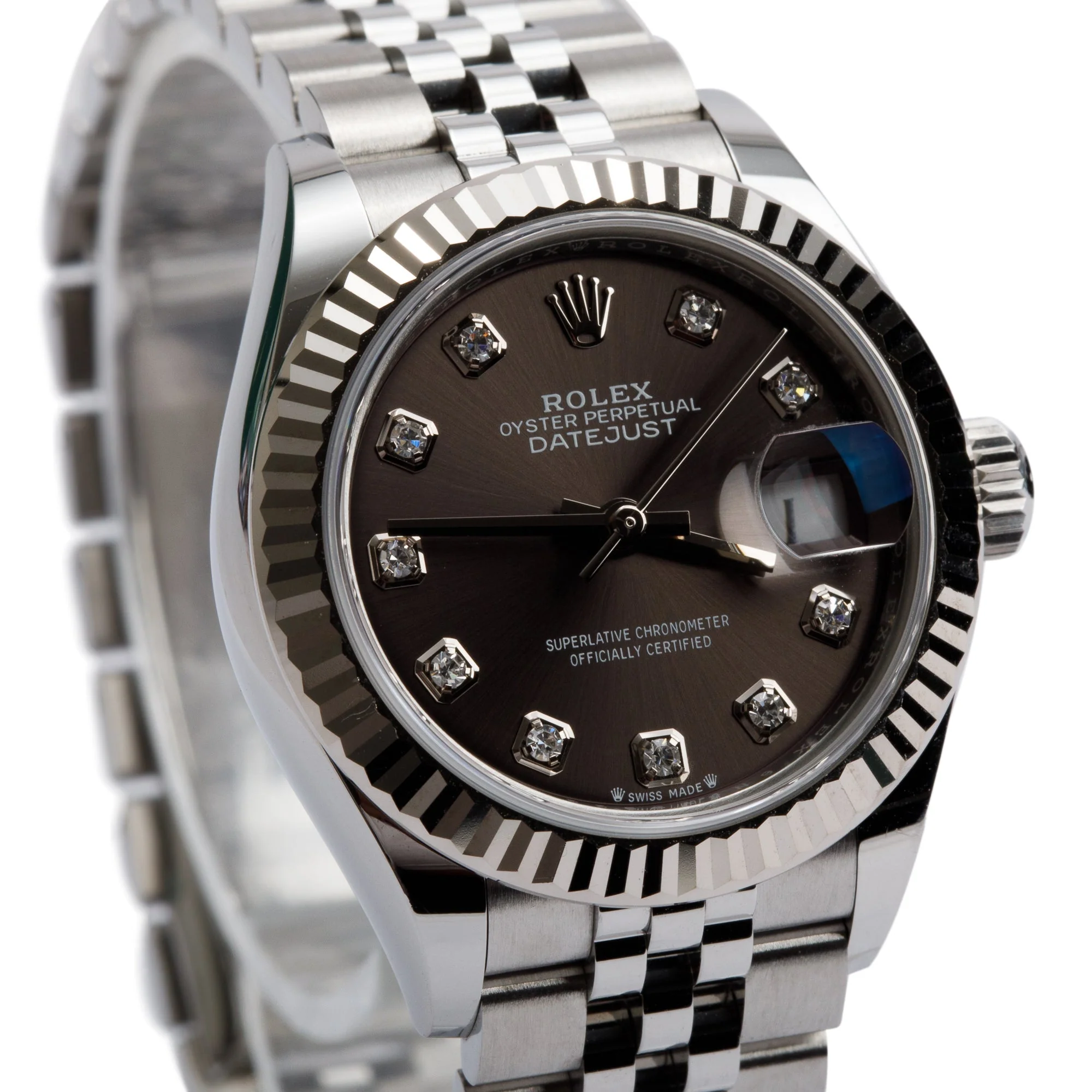 Rolex 2022 Stainless Steel & 18k White Gold Dark Grey Diamond Dial Lady-Datejust 28 MM Watch 279174 w/ Box & Papers - Image 3