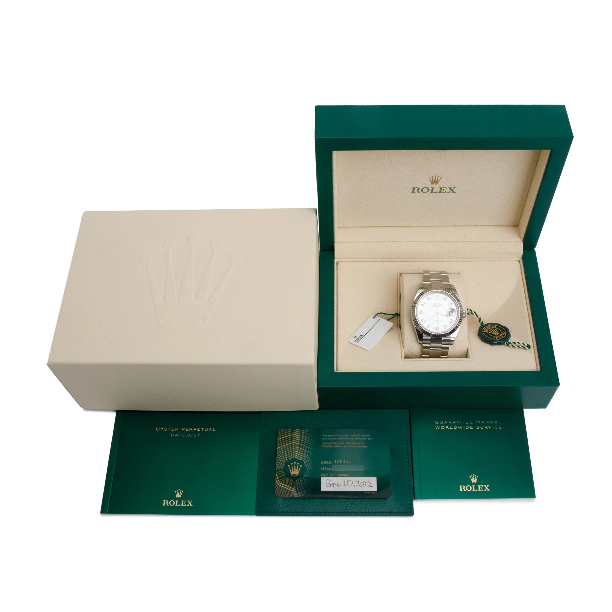 Rolex 2022 Stainless Steel Datejust Mother of Pearl Diamond Dial 41 MM Watch 126334 w/ Box & Papers - Image 2