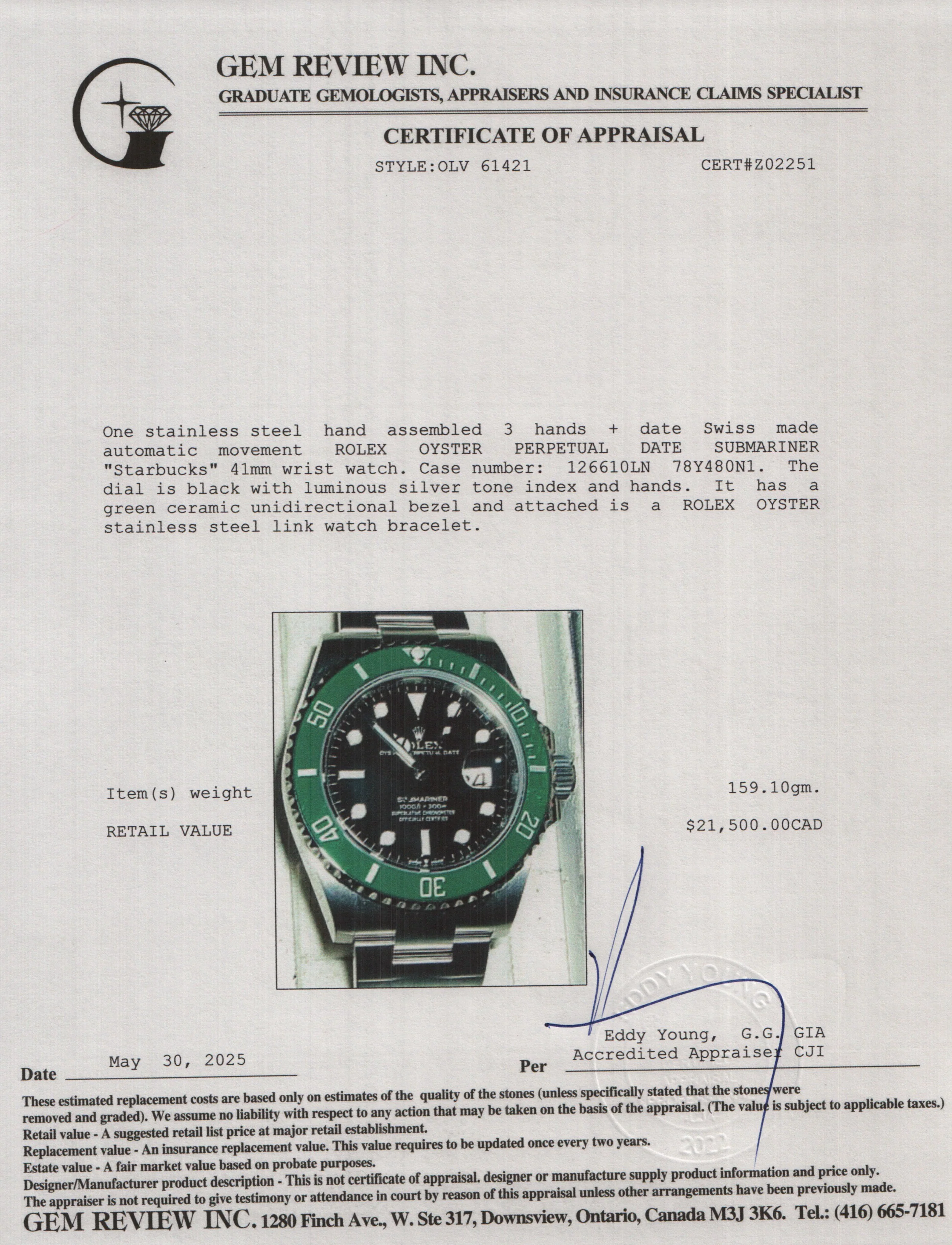 Rolex 2023 Stainless Steel Submariner Date 'Starbucks' 41 MM Automatic Watch 126610LV w/ Box & Papers - Image 6