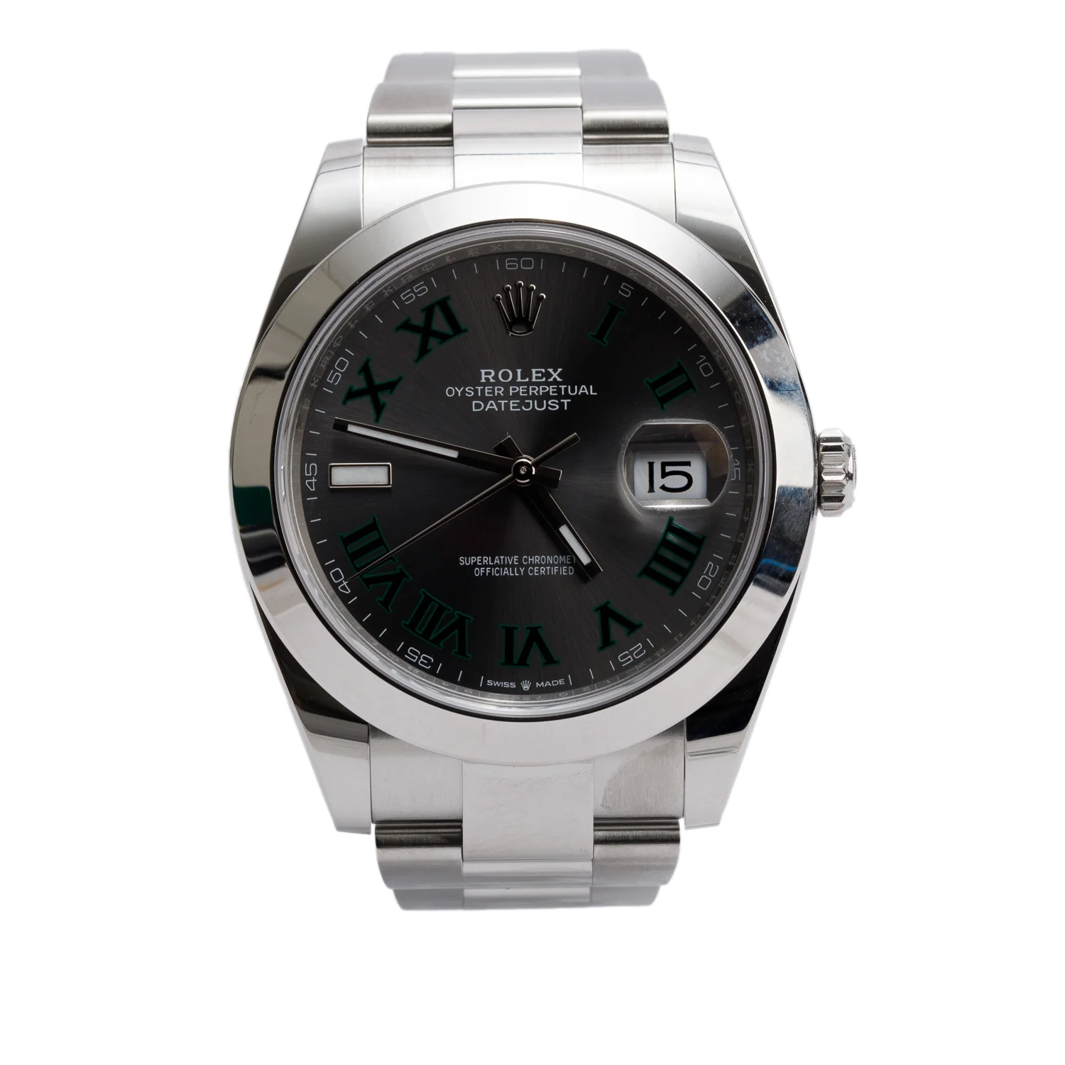 Rolex 2024 Stainless Steel Datejust 41 MM Automatic Watch Wimbledon Dial 126300 w/ Box & Papers