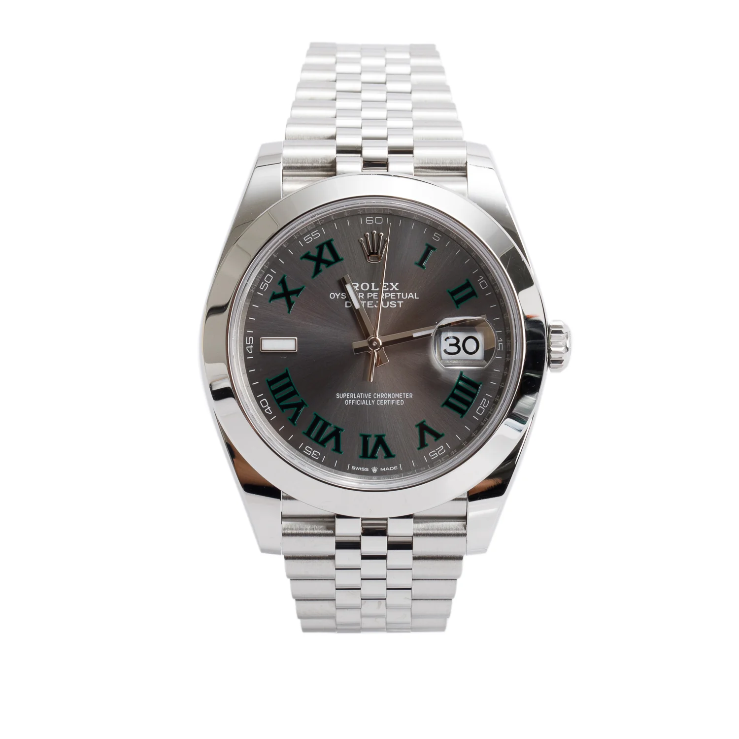 Rolex 2024 Stainless Steel Datejust 41 MM Wimbledon Dial Automatic Watch 126300 w/ Box & Papers