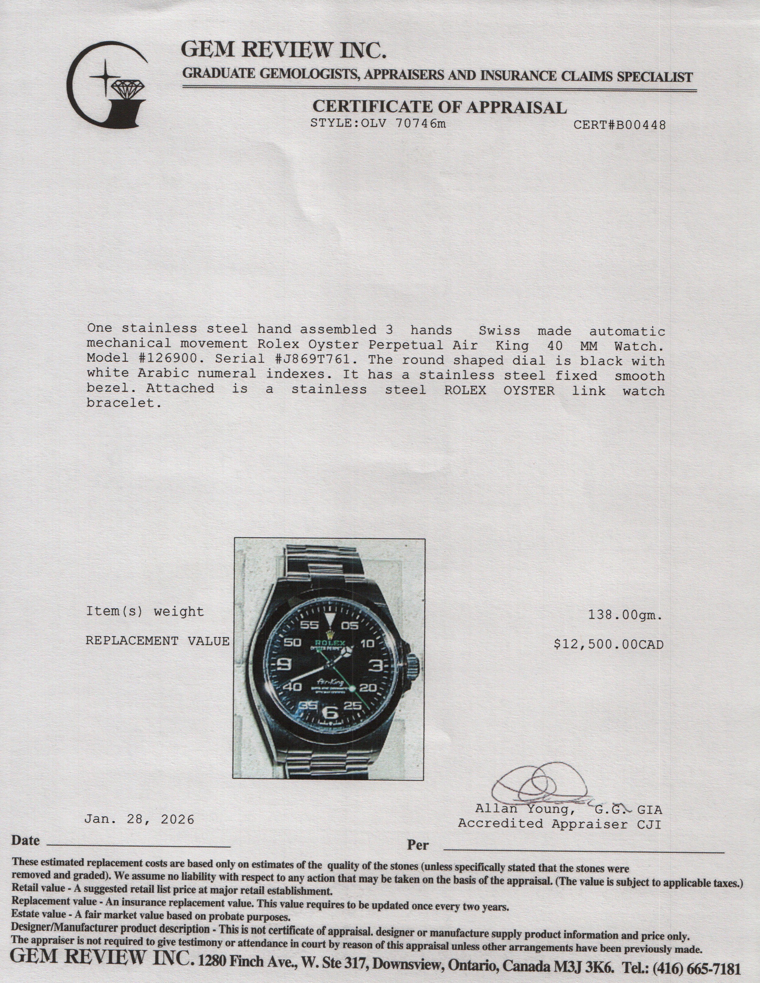 Rolex 2024 Stainless Steel Oyster Perpetual Air King 40 MM Watch Black Dial 126900 w/ Box & Papers - Image 6