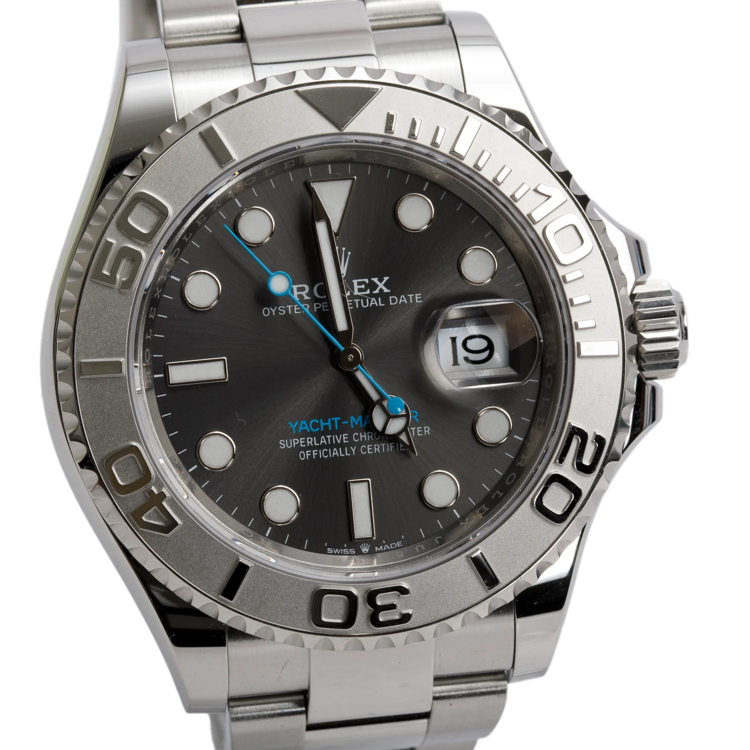 Rolex 2025 Stainless Steel & Platinum Yacht-Master Date 40 MM Automatic Watch Grey Dial 126622 w/ Box & Papers - Image 3