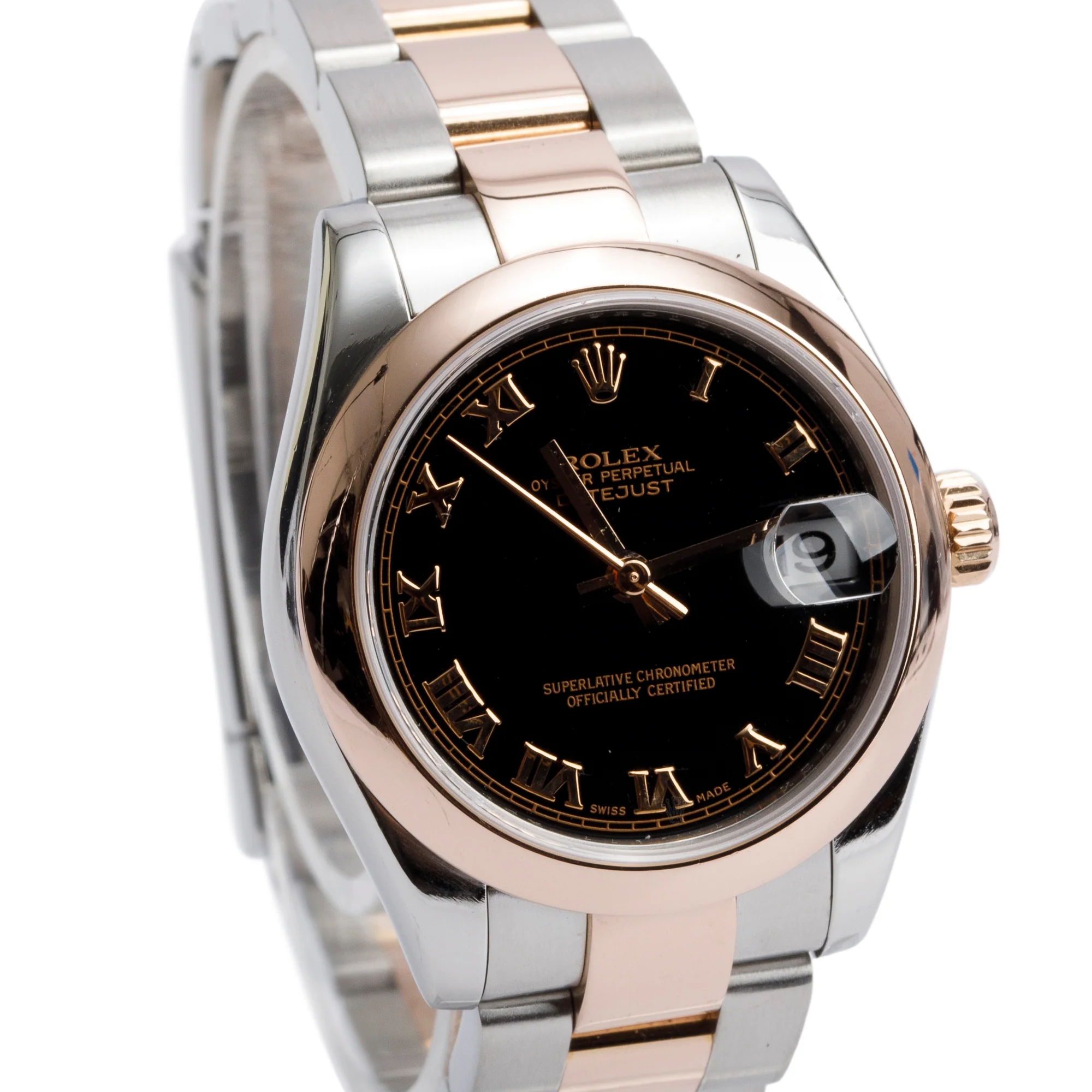 Rolex Stainless Steel & 18k Rose Gold Datejust 31 MM Watch Black Roman Numeral Dial 178271 - Image 2