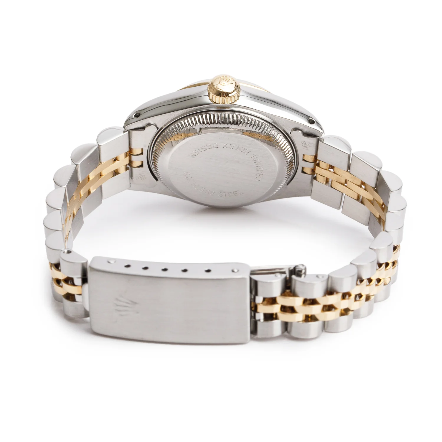 Rolex Stainless Steel & 18k Yellow Gold Datejust 26 MM Watch Black Diamond Dial 69173 - Image 3