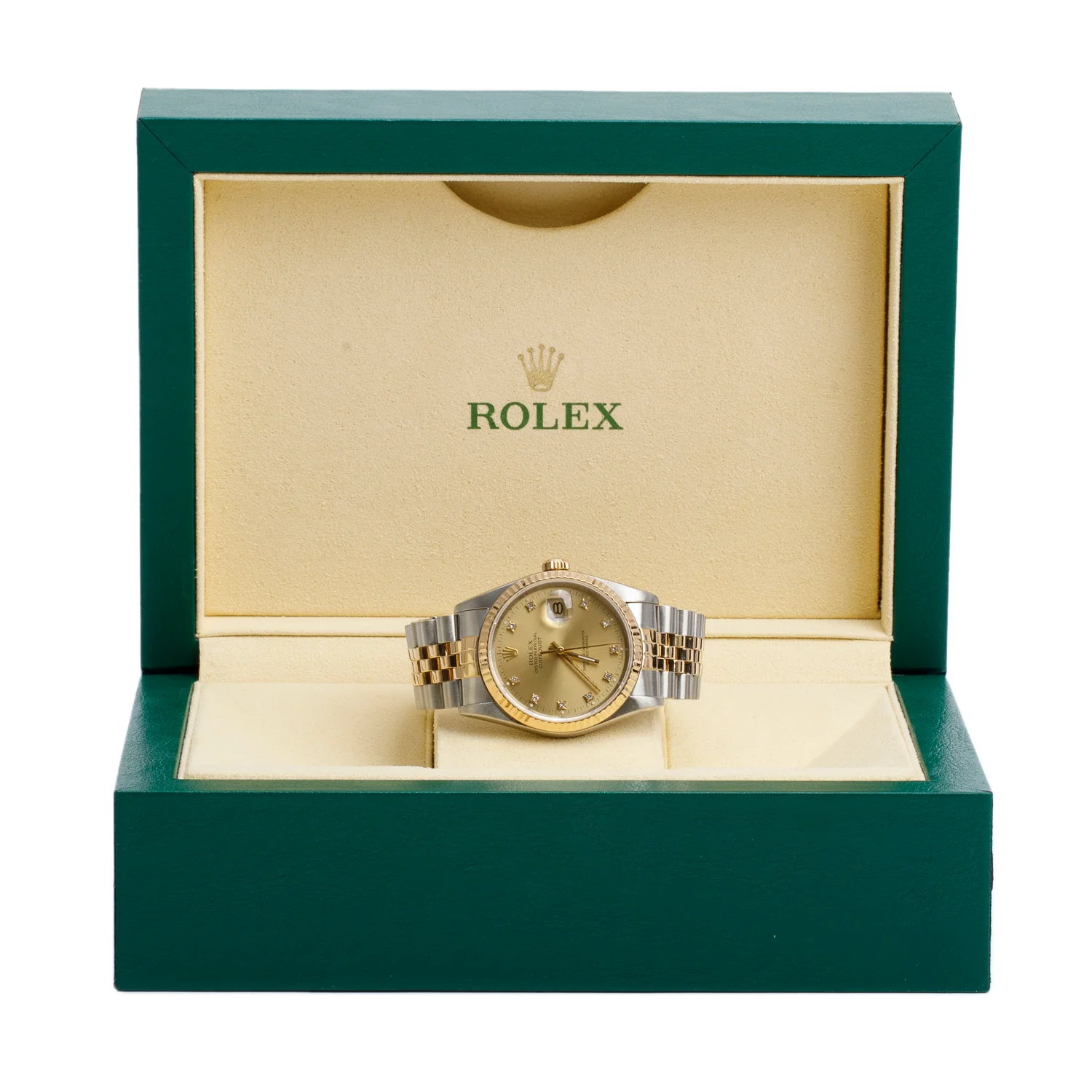 Rolex Stainless Steel & 18k Yellow Gold Datejust 36 MM Watch Champagne Diamond Dial 16233 w/ Box - Image 2