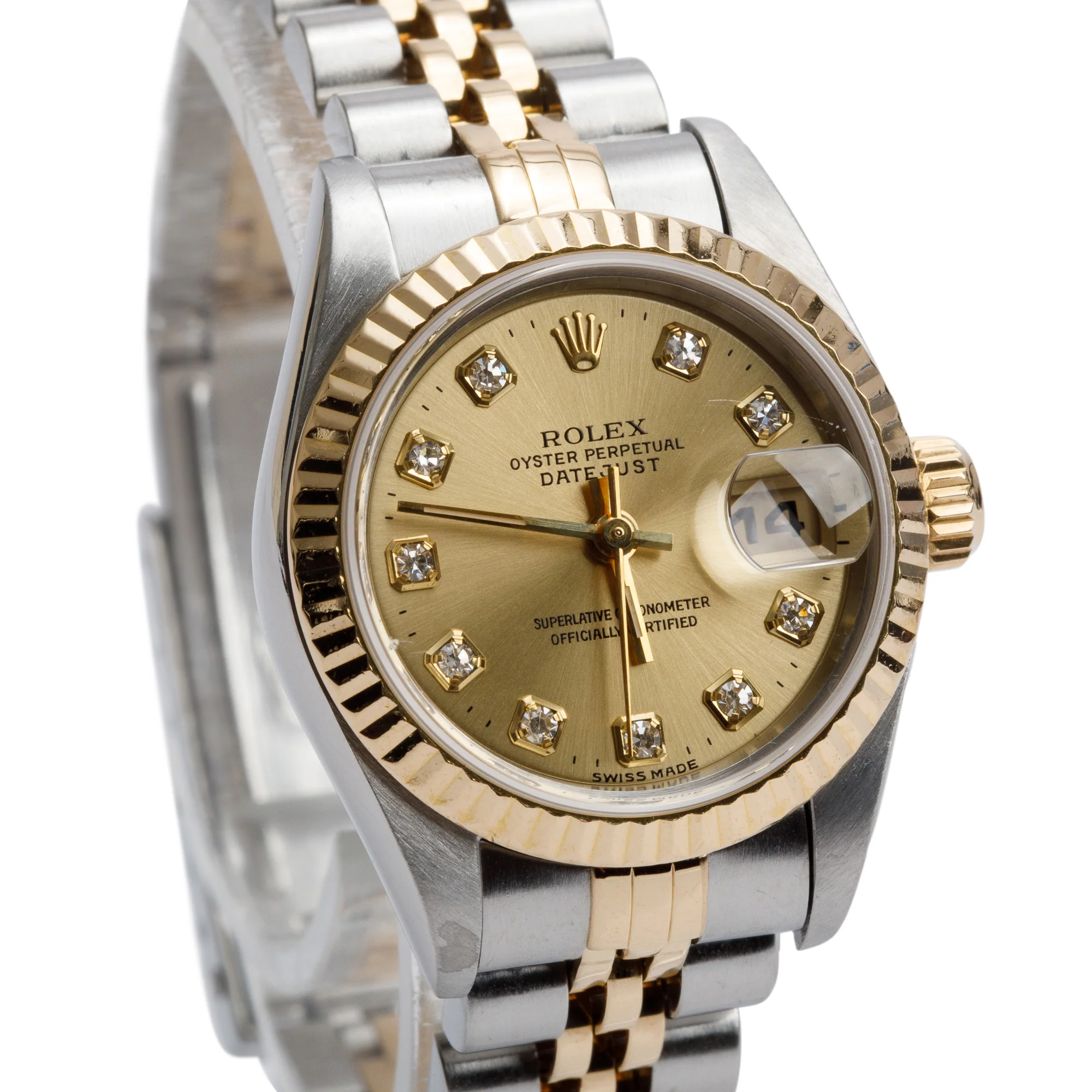 Rolex Stainless Steel & 18k Yellow Gold Diamond Dial Datejust 26 MM Watch 69173 - Image 2