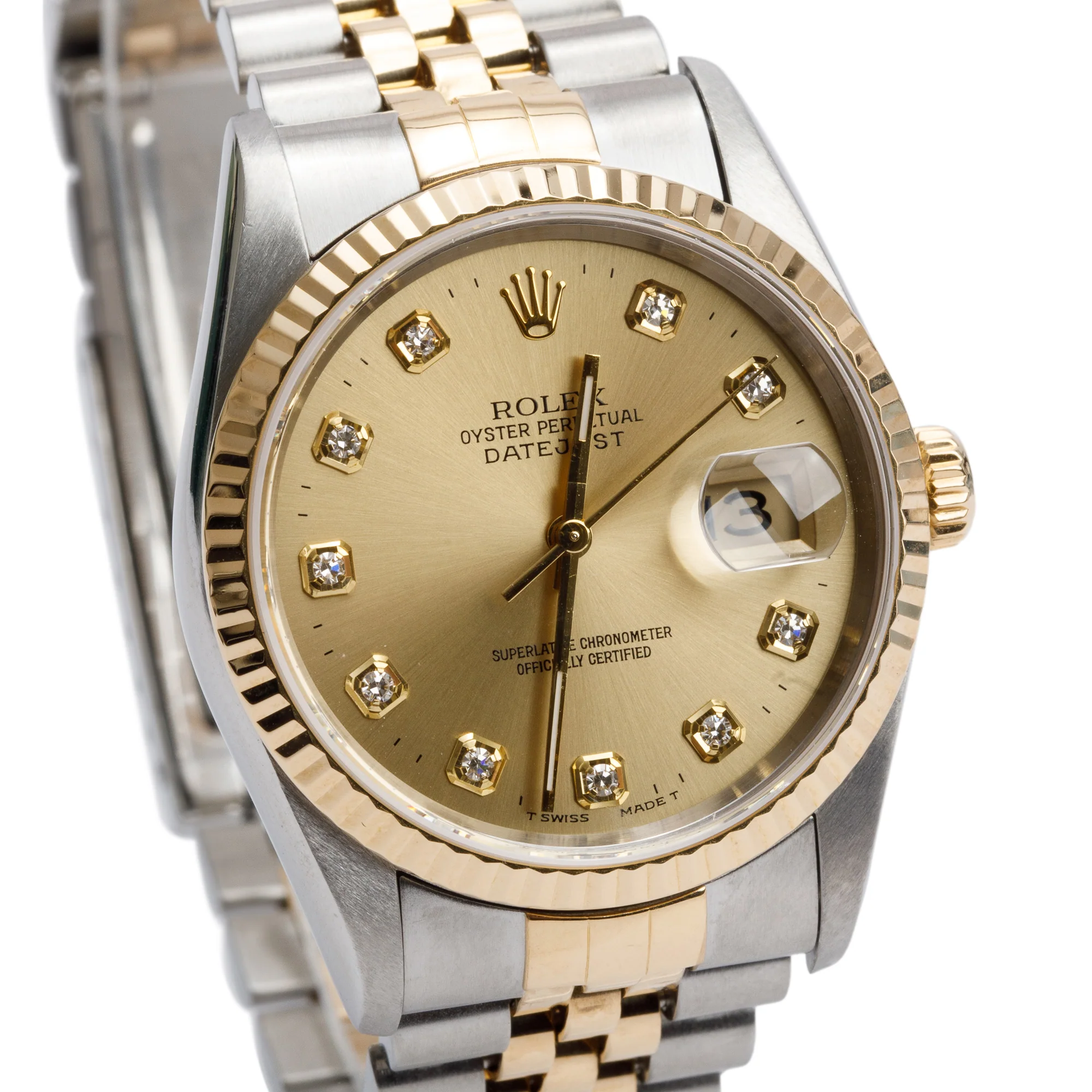 Rolex Stainless Steel & 18k Yellow Gold Diamond Dial Datejust 36 MM Watch 16233 - Image 2