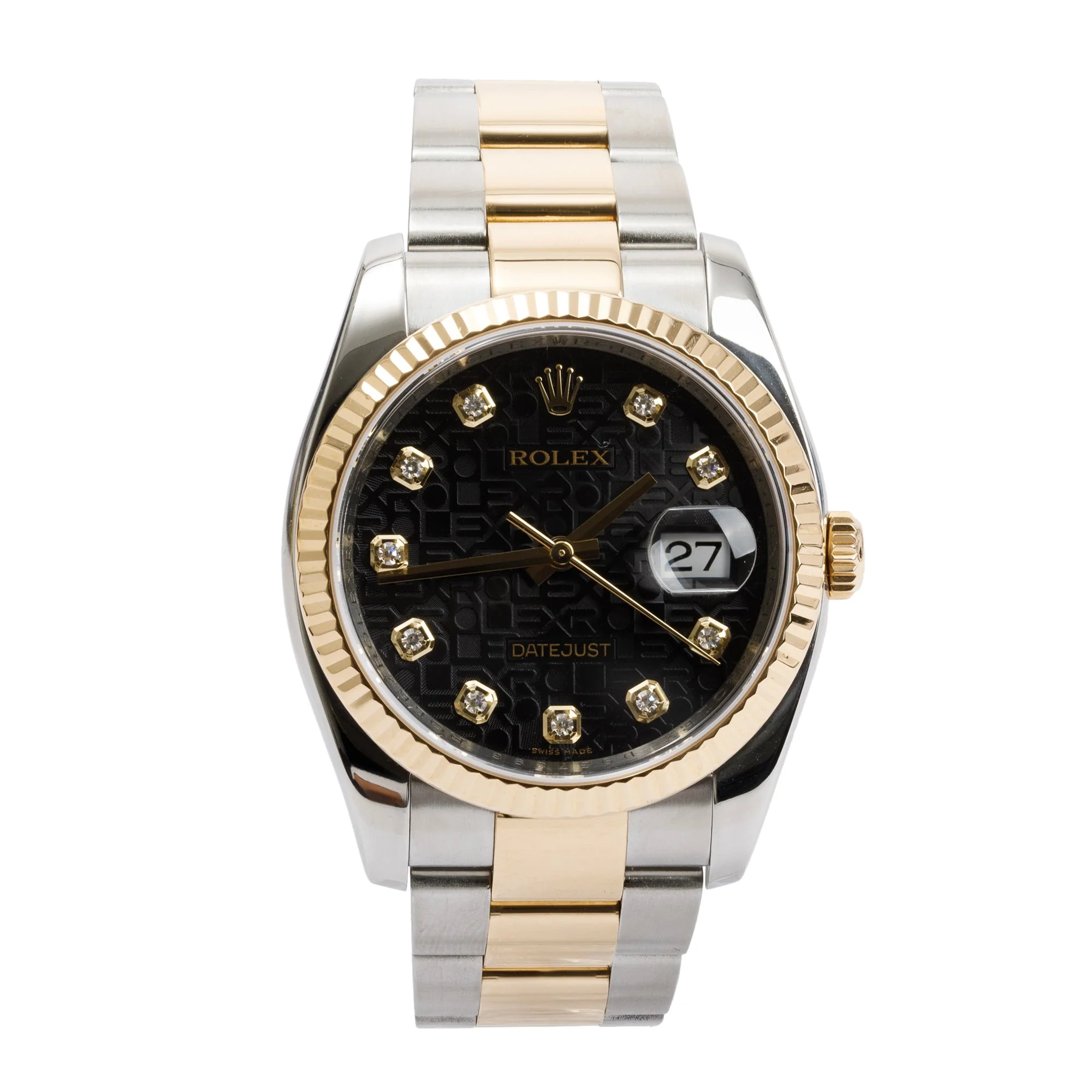 Rolex Stainless Steel & 18k Yellow Gold Diamond Dial Datejust 36 MM Watch