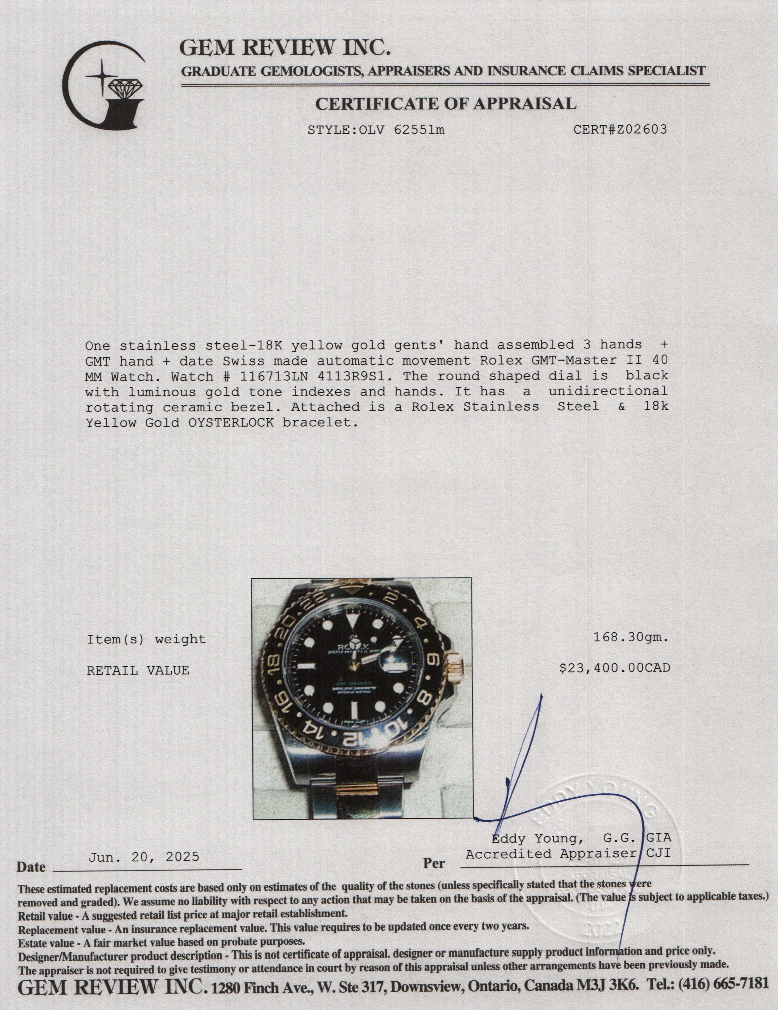 Rolex Stainless Steel & 18k Yellow Gold GMT-Master II 40 MM Automatic Watch 116713LN w/ Box & Papers - Image 6