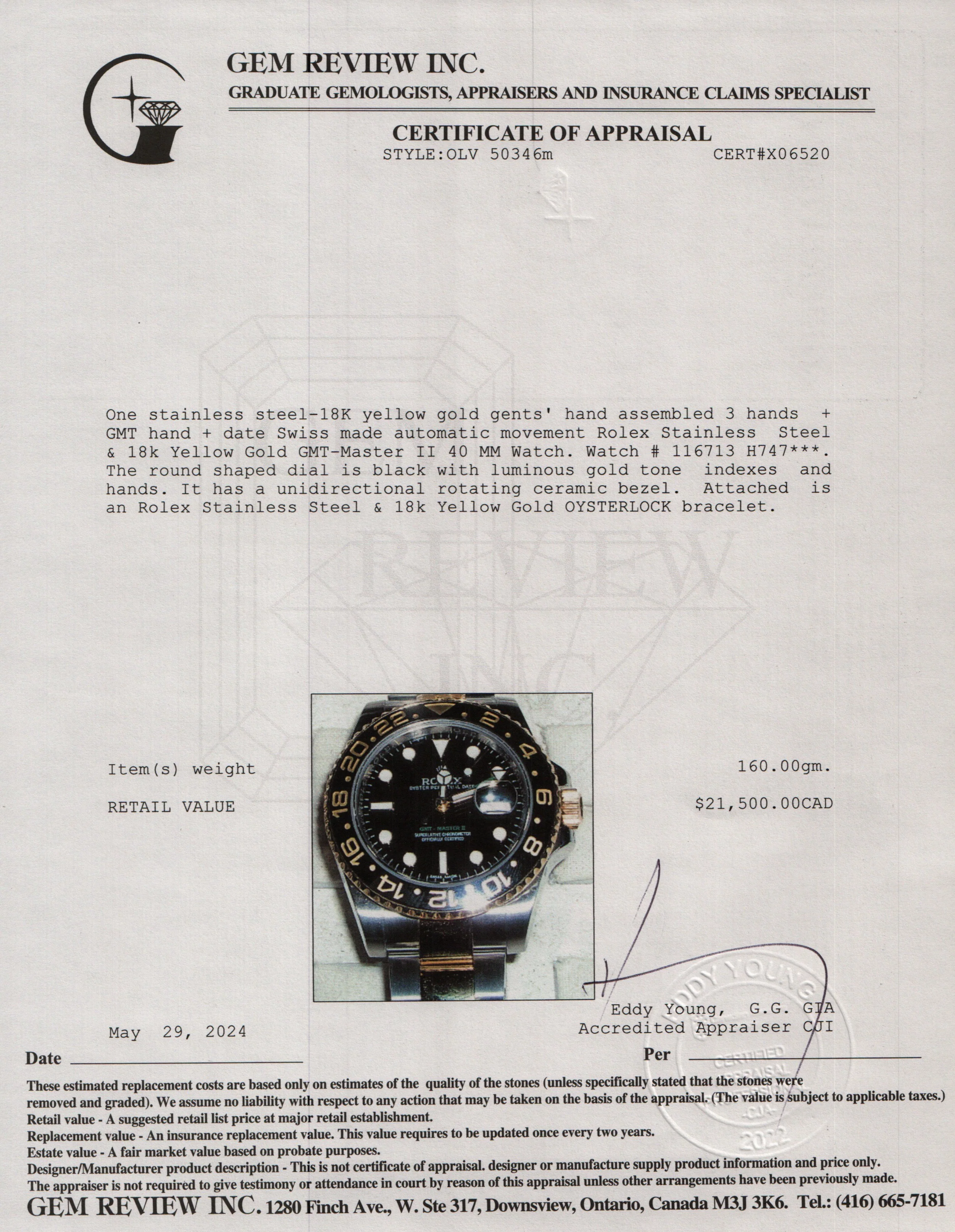 Rolex Stainless Steel & 18k Yellow Gold GMT-Master II 40 MM Watch 116713 - Image 6