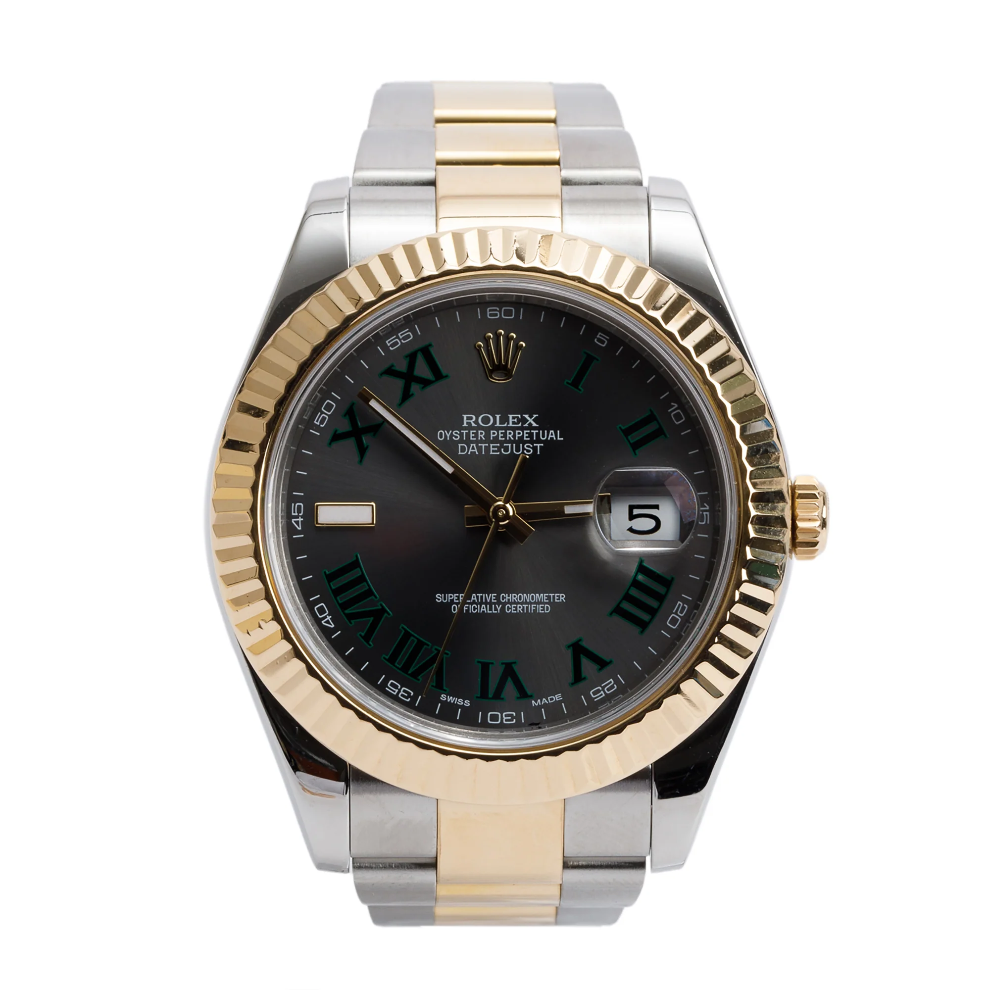Rolex Stainless Steel & 18k Yellow Gold Oyster Perpetual Datejust 41 MM Watch Wimbledon Dial 116333 w/ Box & Papers