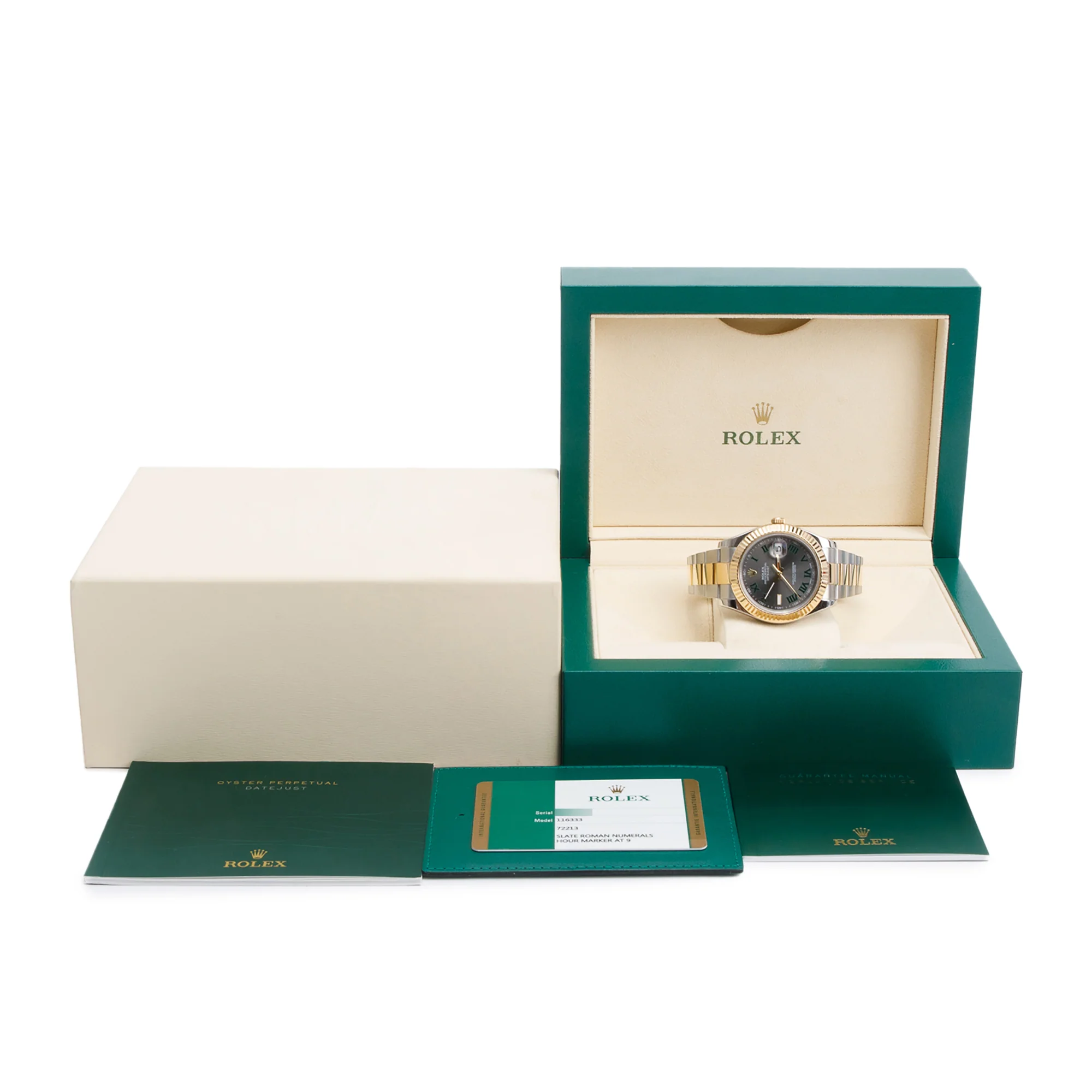 Rolex Stainless Steel & 18k Yellow Gold Oyster Perpetual Datejust 41 MM Watch Wimbledon Dial 116333 w/ Box & Papers - Image 2