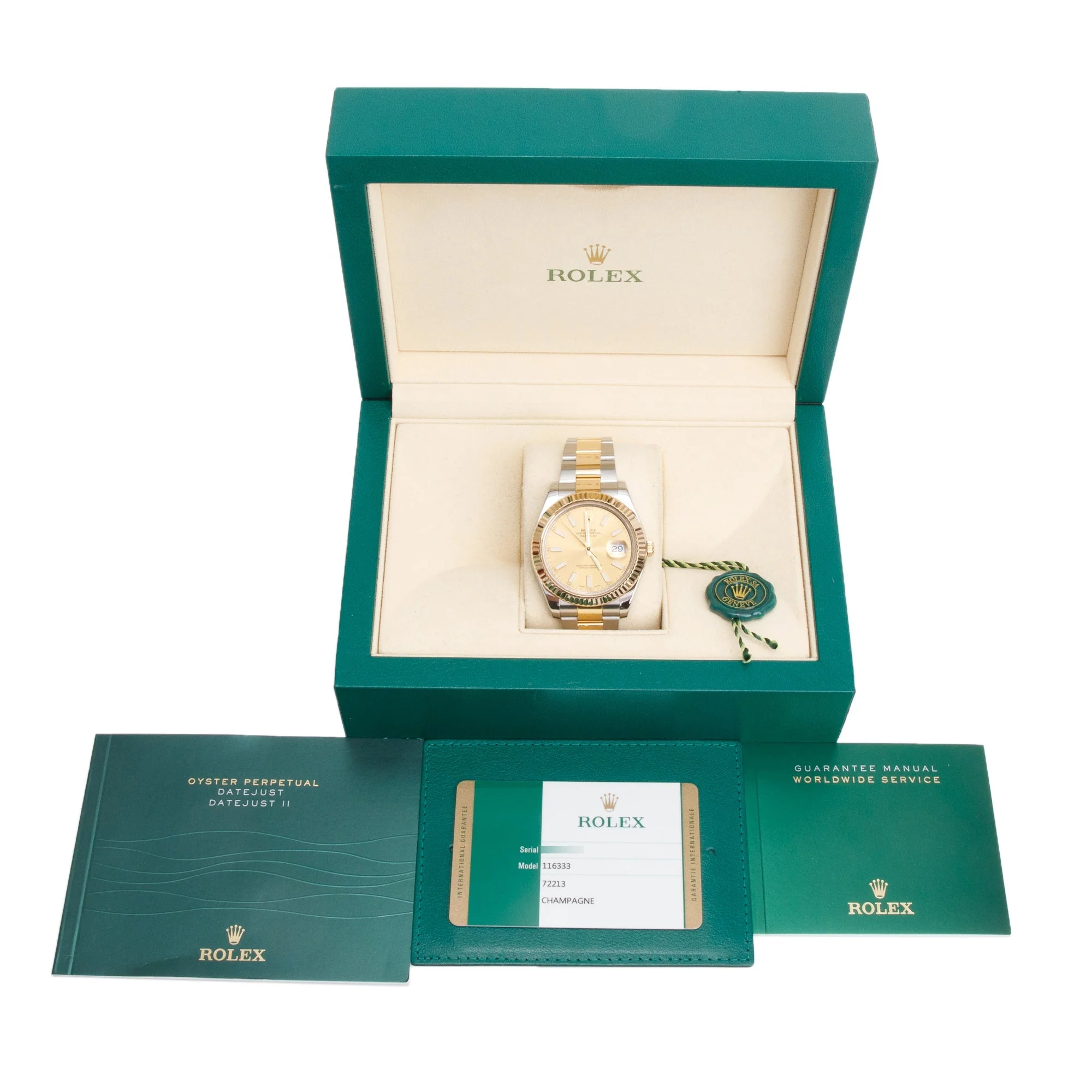 Rolex Stainless Steel & 18k Yellow Gold Oyster Perpetual Datejust II 41 MM Watch Gold Dial 116333 w/ Box & Papers - Image 2