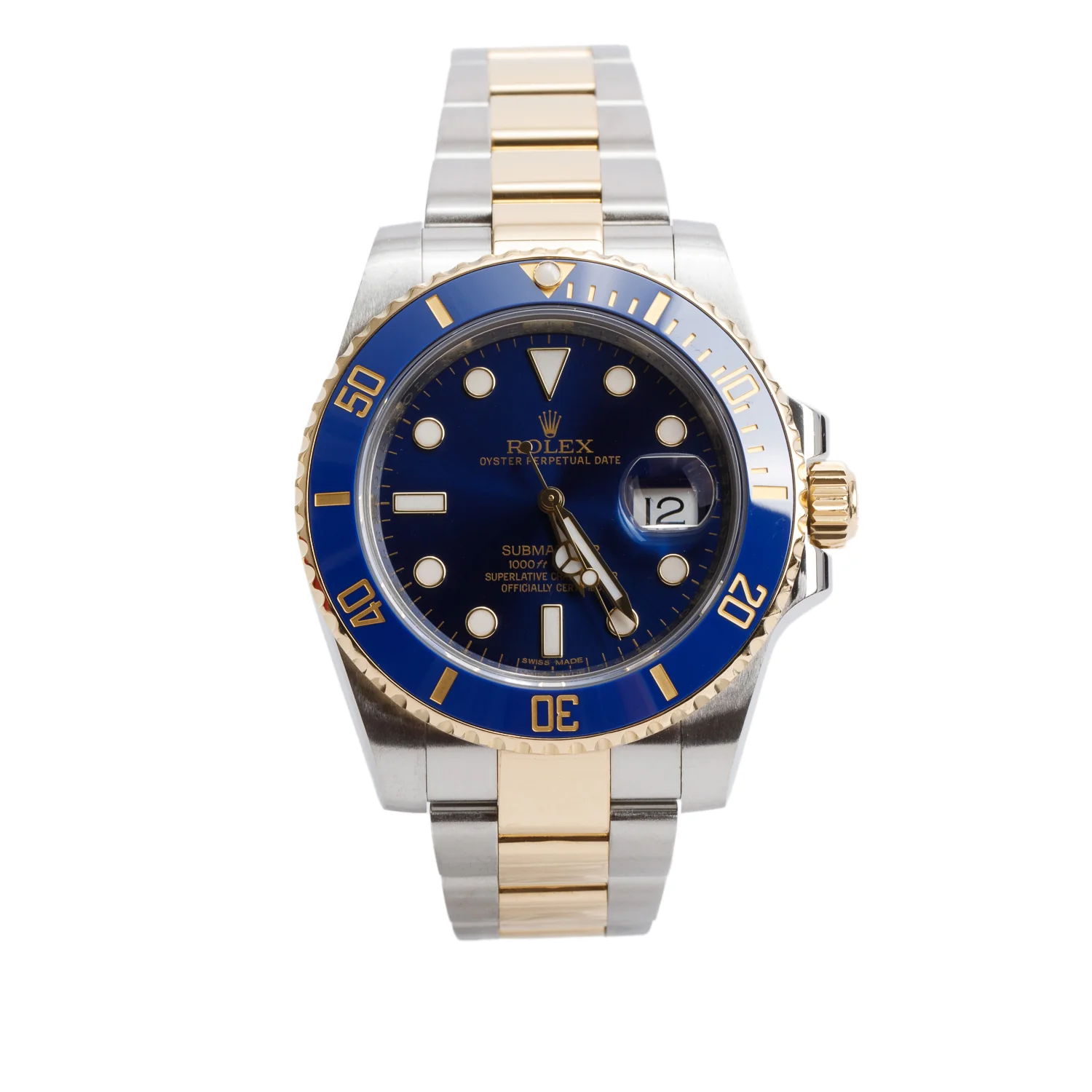 Rolex Stainless Steel & 18k Yellow Gold Submariner Date 40 MM Automatic Watch Blue Dial 116613LB w/ Box & Papers