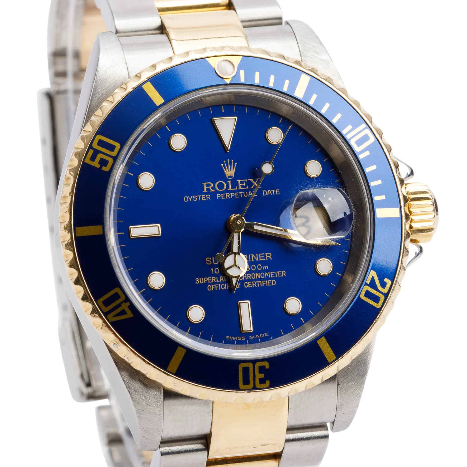 Rolex Stainless Steel & 18k Yellow Gold Submariner Date 40 MM Automatic Watch Blue Dial 16613 w/ Box & Service Paper - Image 3