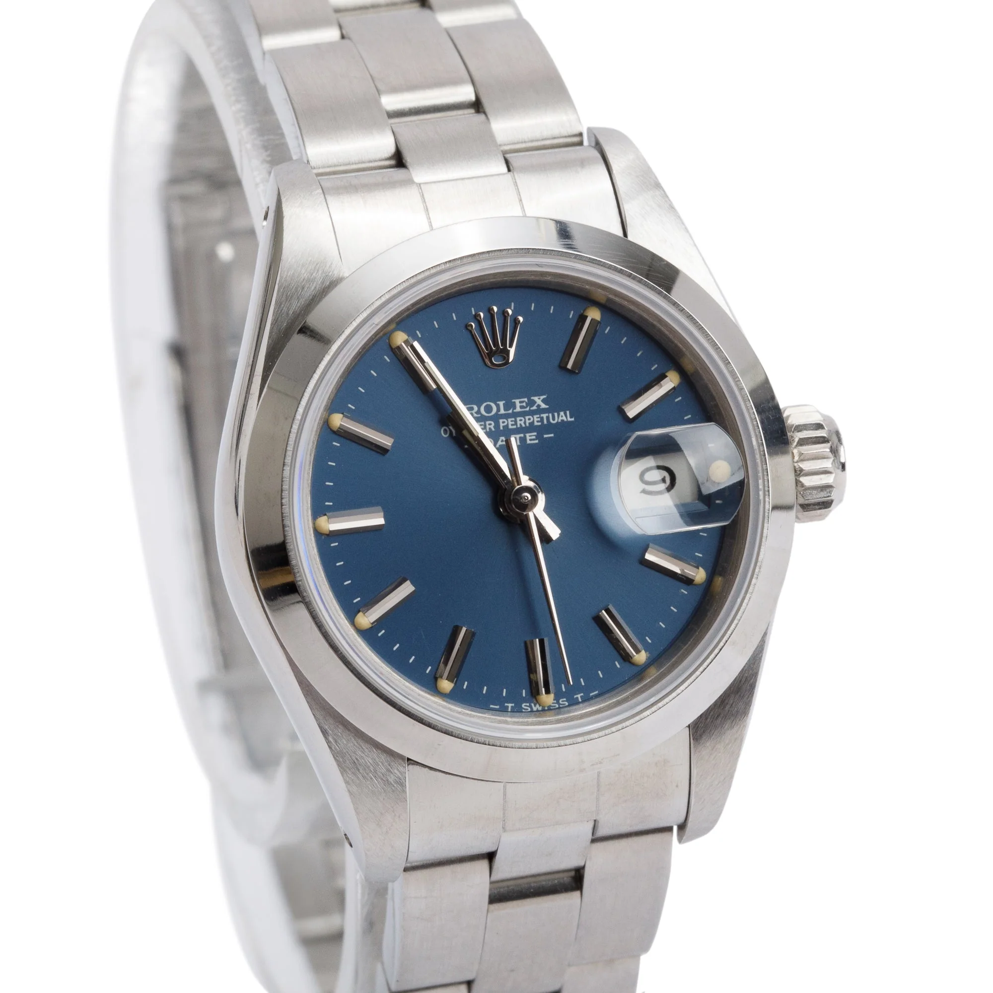 Rolex Stainless Steel Blue Dial Oyster Perpetual Date 26 MM Watch 69160 - Image 2