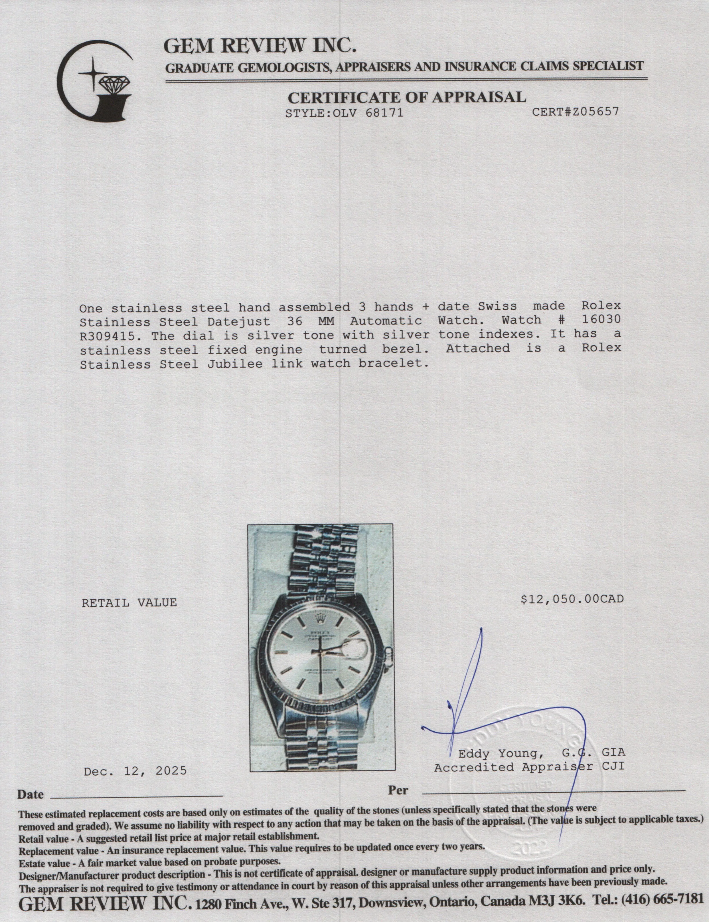 Rolex Stainless Steel Datejust 36 MM Automatic Watch 16030 w/ Box & Papers - Image 6